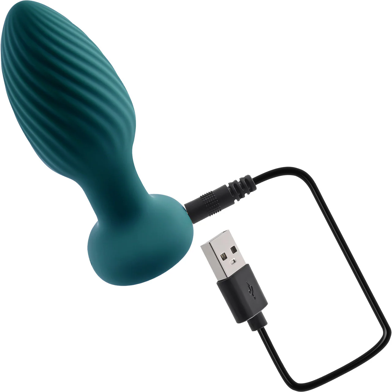 Playboy Pleasure Spinning Tail Teaser Silicone Rotating Vibrating Butt Plug With Remote - Evergreen - Image 4