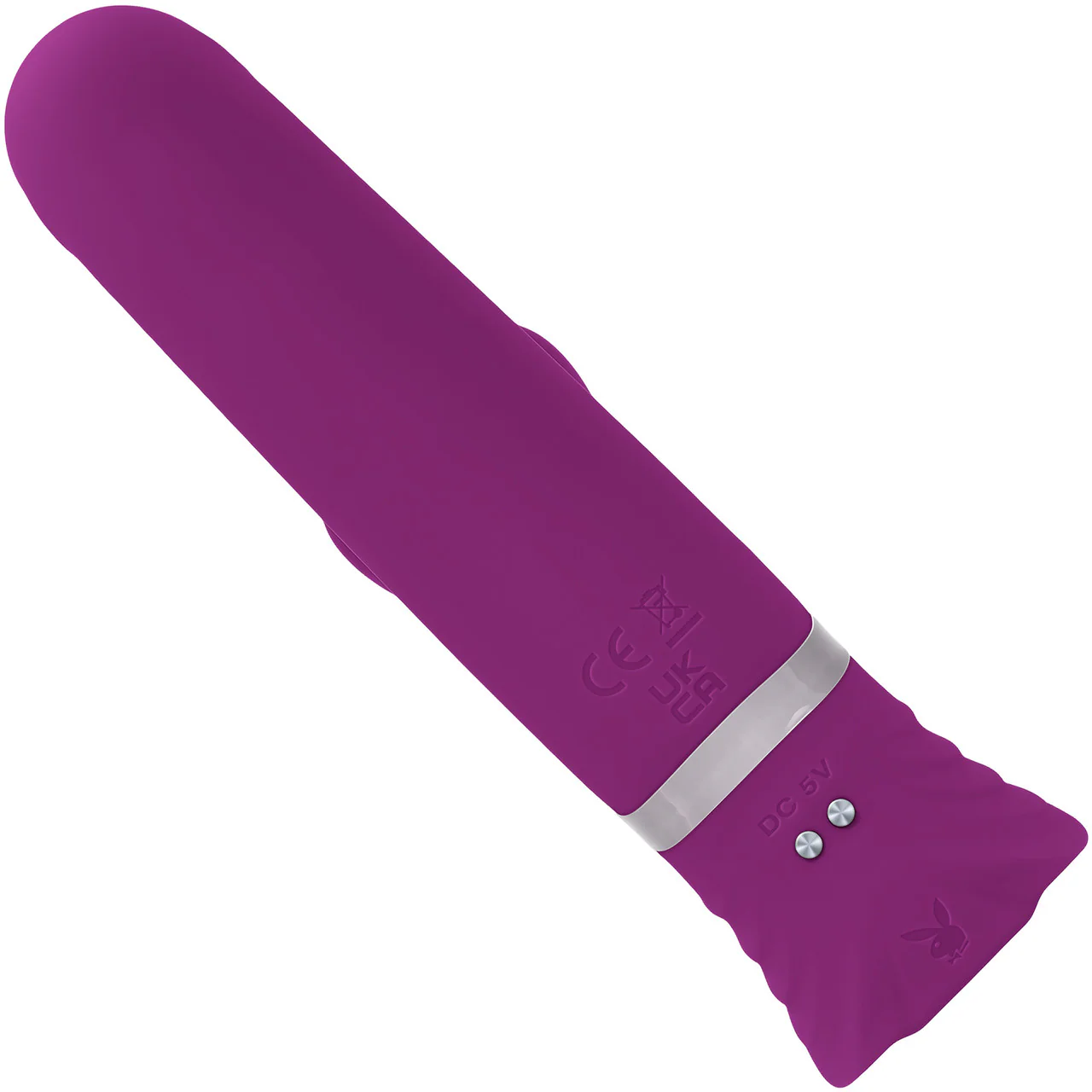 Playboy Pleasure Tap That Waterproof Rechargeable Silicone Dual Stimulation Vibrator - Purple - Image 6