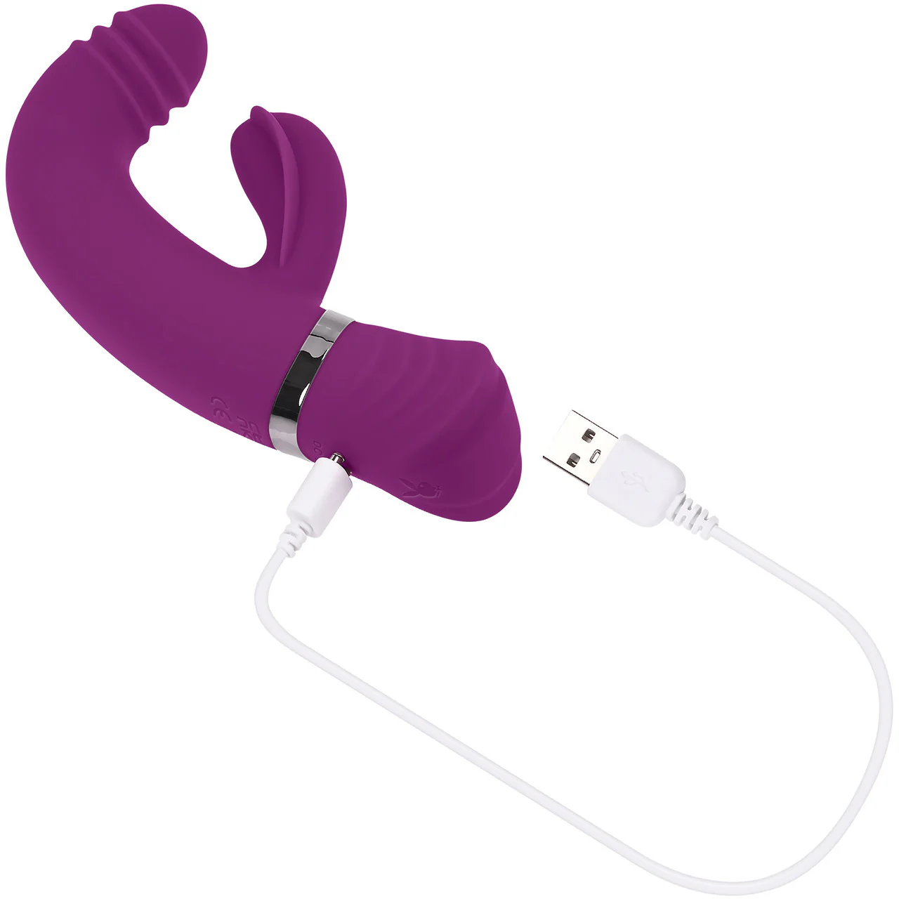 Playboy Pleasure Tap That Waterproof Rechargeable Silicone Dual Stimulation Vibrator - Purple - Image 8