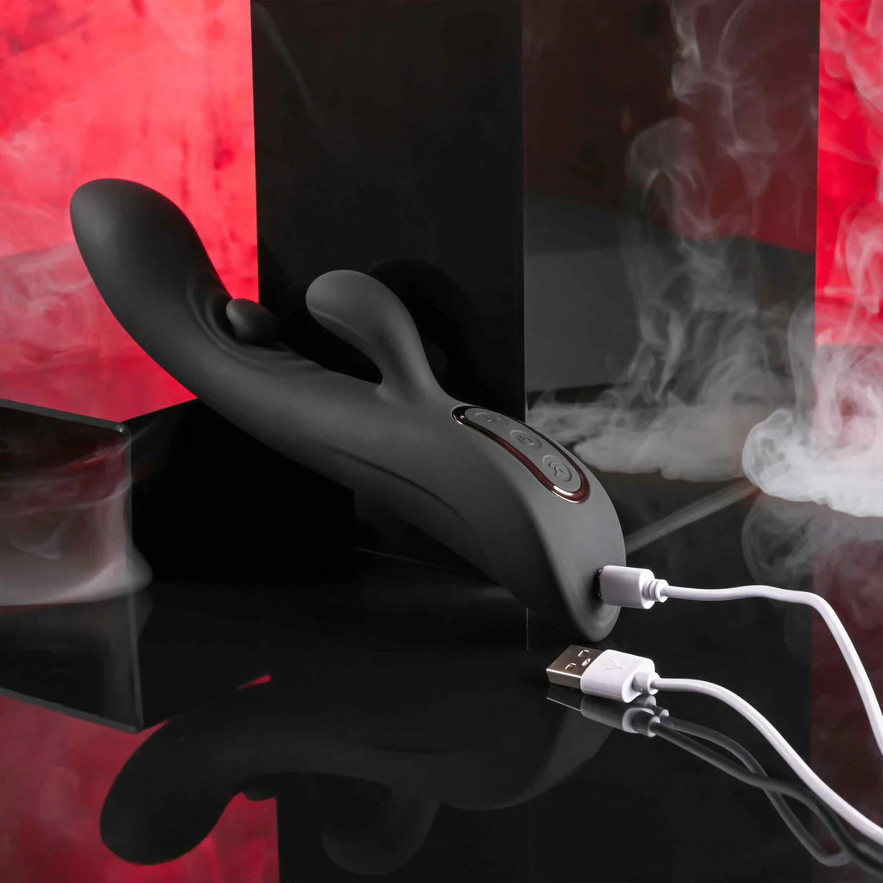 Playboy Pleasure That's The Spot Rechargeable Waterproof Silicone Tapping Rabbit Vibrator - Black - Image 12