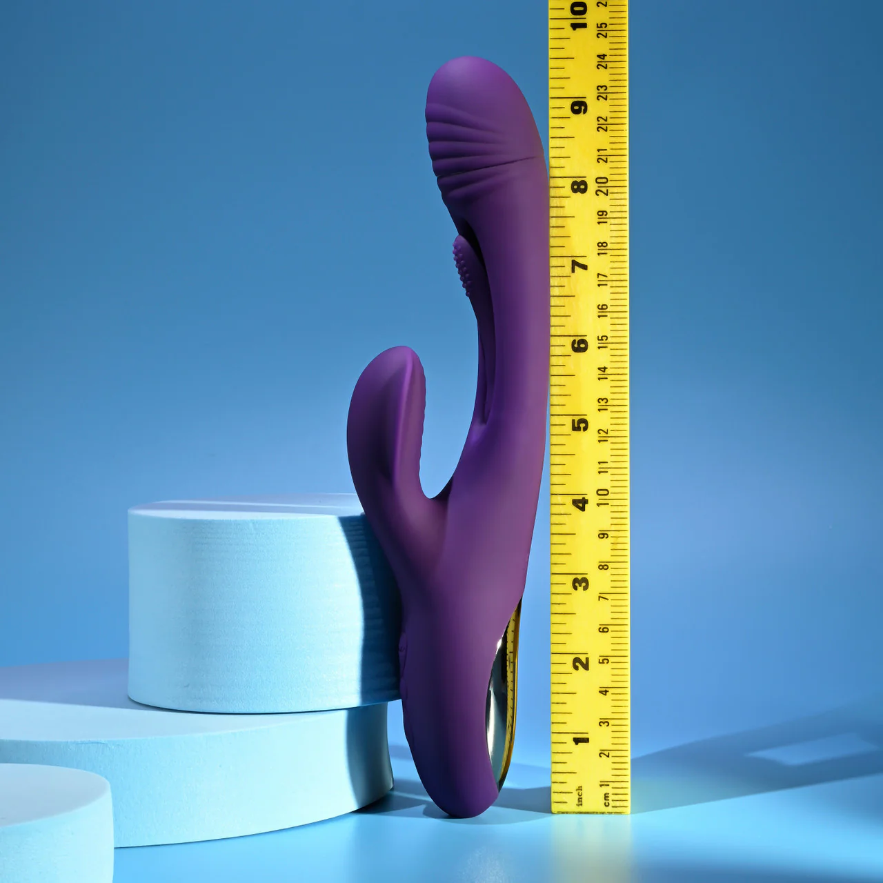 Playboy Pleasure The Thrill Waterproof Silicone Dual Stimulation Vibrator With Mid-Shaft Flapper - Purple - Image 10