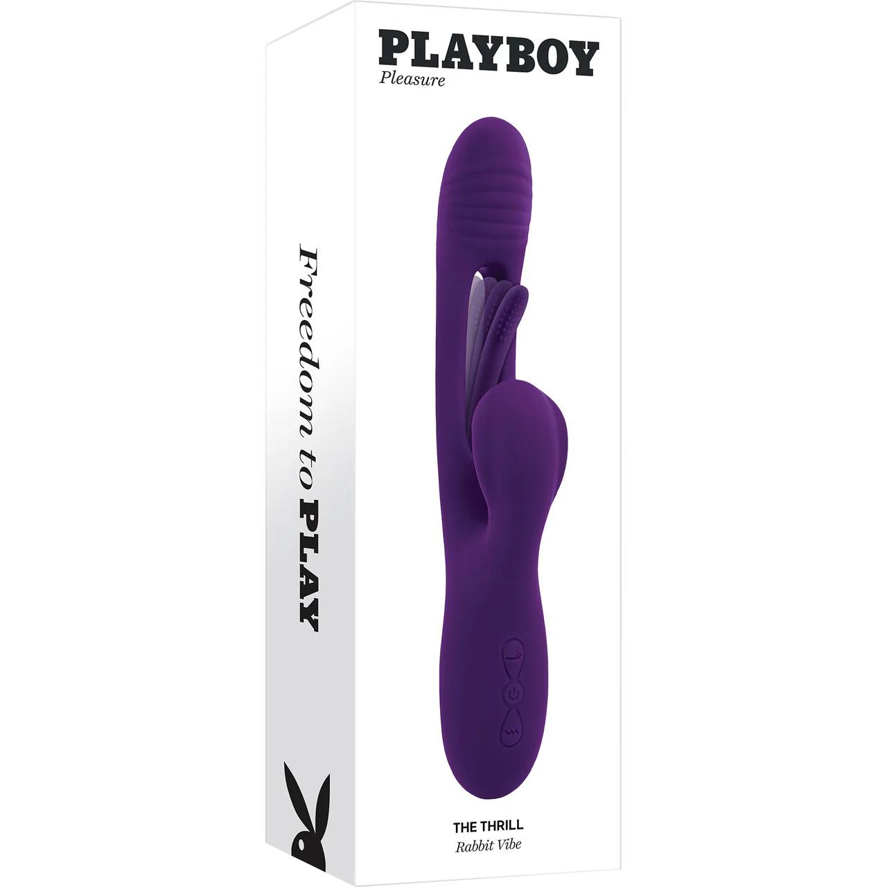 Playboy Pleasure The Thrill Waterproof Silicone Dual Stimulation Vibrator With Mid-Shaft Flapper - Purple - Image 11