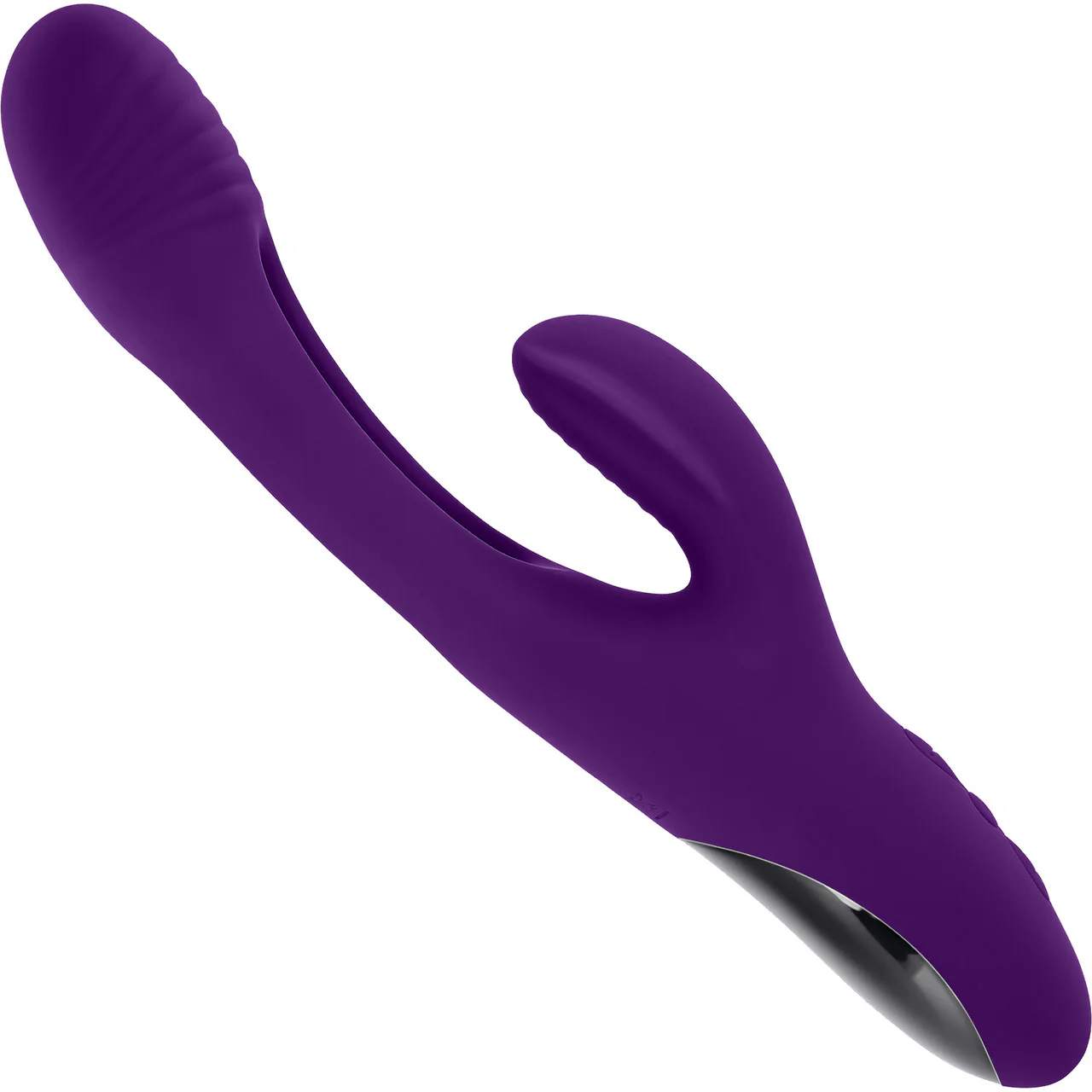 Playboy Pleasure The Thrill Waterproof Silicone Dual Stimulation Vibrator With Mid-Shaft Flapper - Purple - Image 6