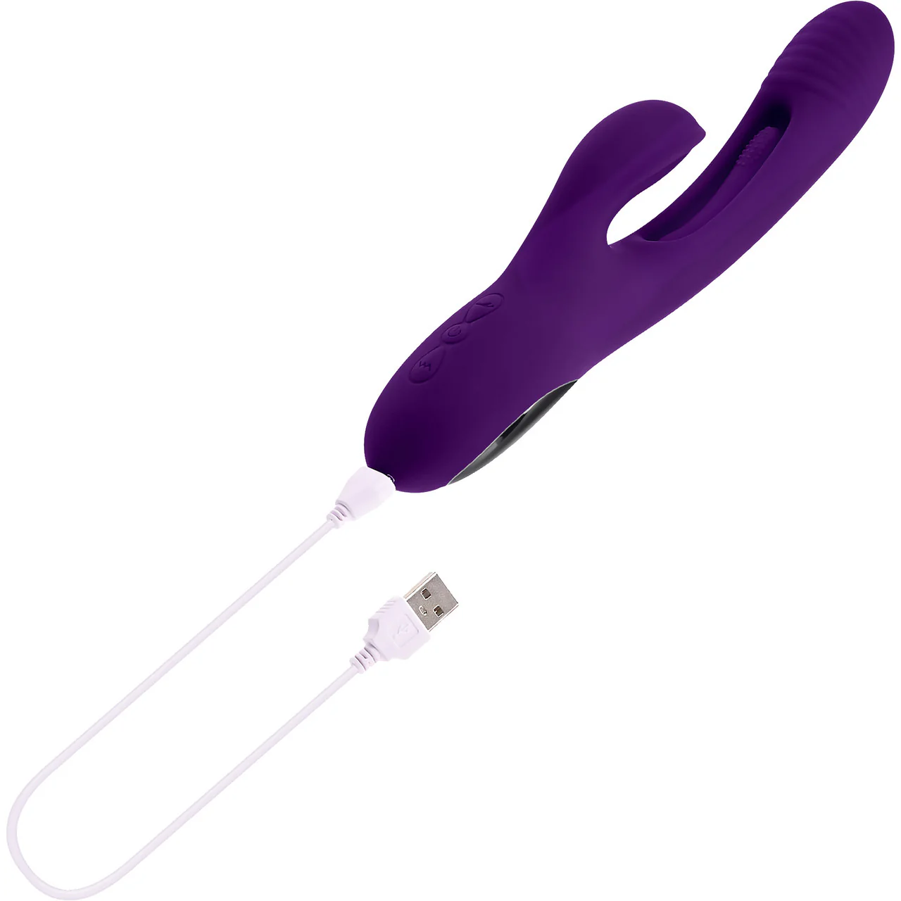 Playboy Pleasure The Thrill Waterproof Silicone Dual Stimulation Vibrator With Mid-Shaft Flapper - Purple - Image 9