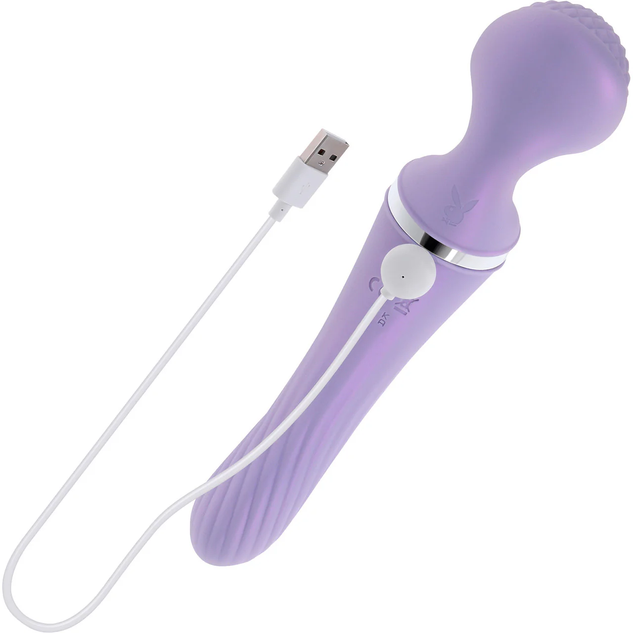 Playboy Pleasure Vibrato Rechargeable Waterproof Silicone Dual-Ended Vibrating Wand - Purple - Image 7