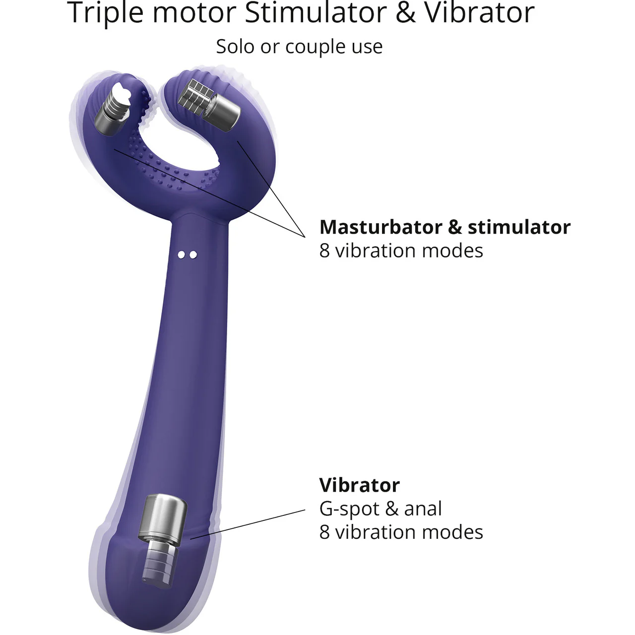 Please Me Rechargeable Silicone Dual Vibrator By Love To Love - Midnight Indigo - Image 2