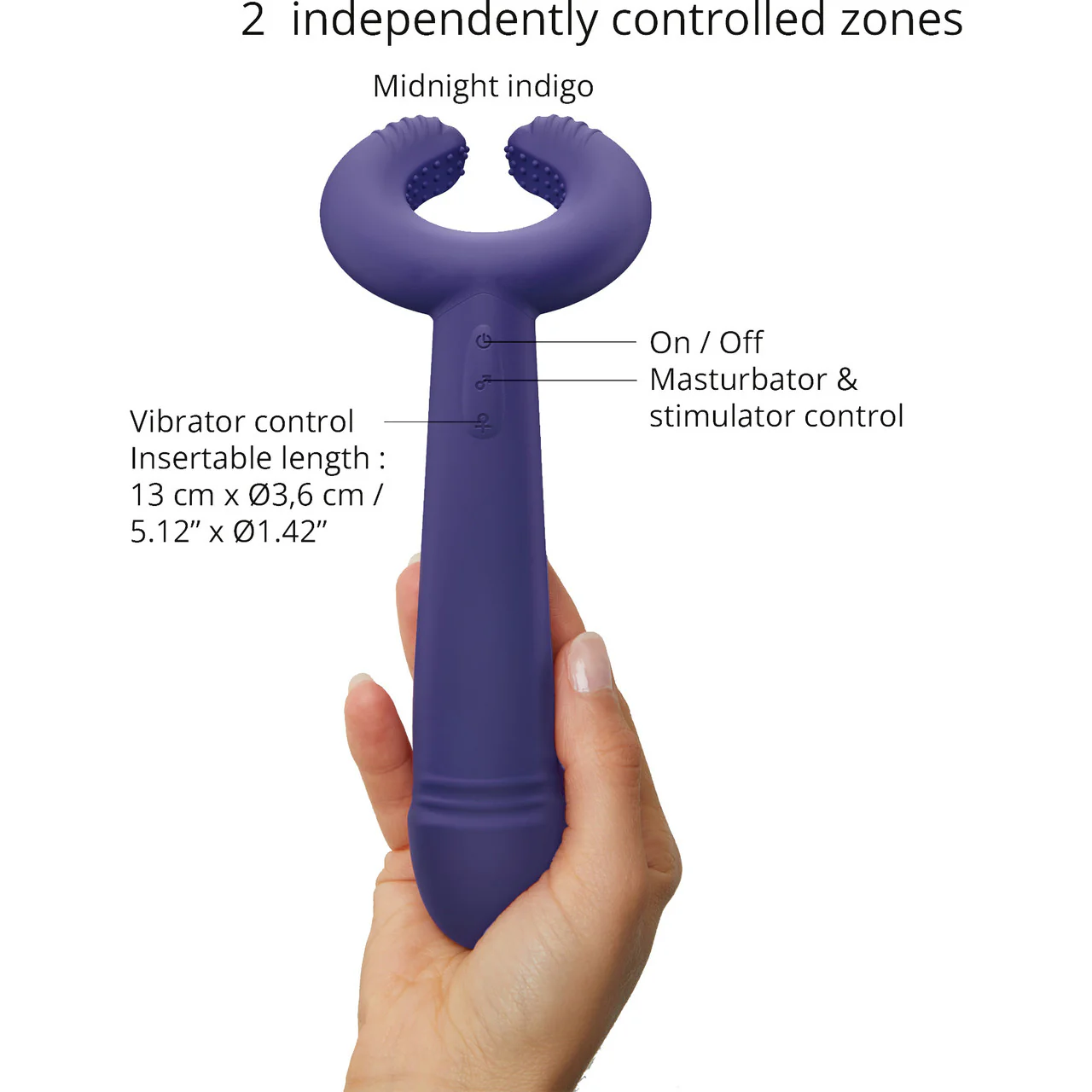 Please Me Rechargeable Silicone Dual Vibrator By Love To Love - Midnight Indigo - Image 4