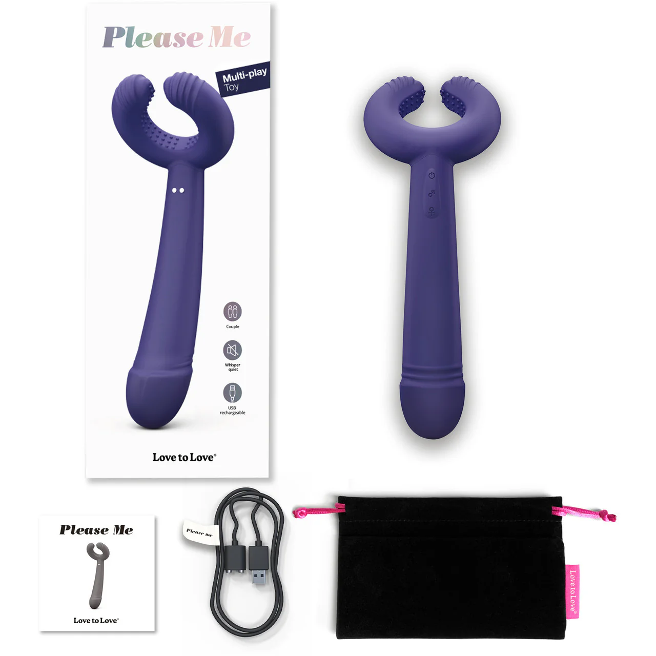 Please Me Rechargeable Silicone Dual Vibrator By Love To Love - Midnight Indigo - Image 6