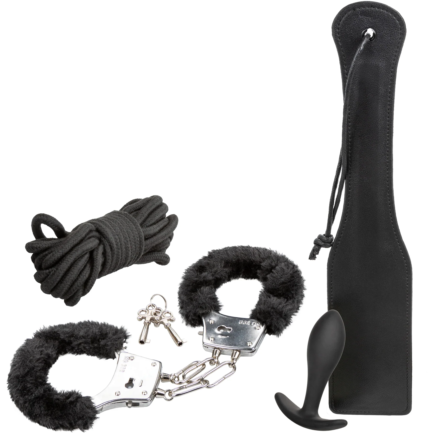 Pleasure Kits Bondage Collection With Paddle, Butt Plug, Cuffs & Rope By CalExotics - Image 2