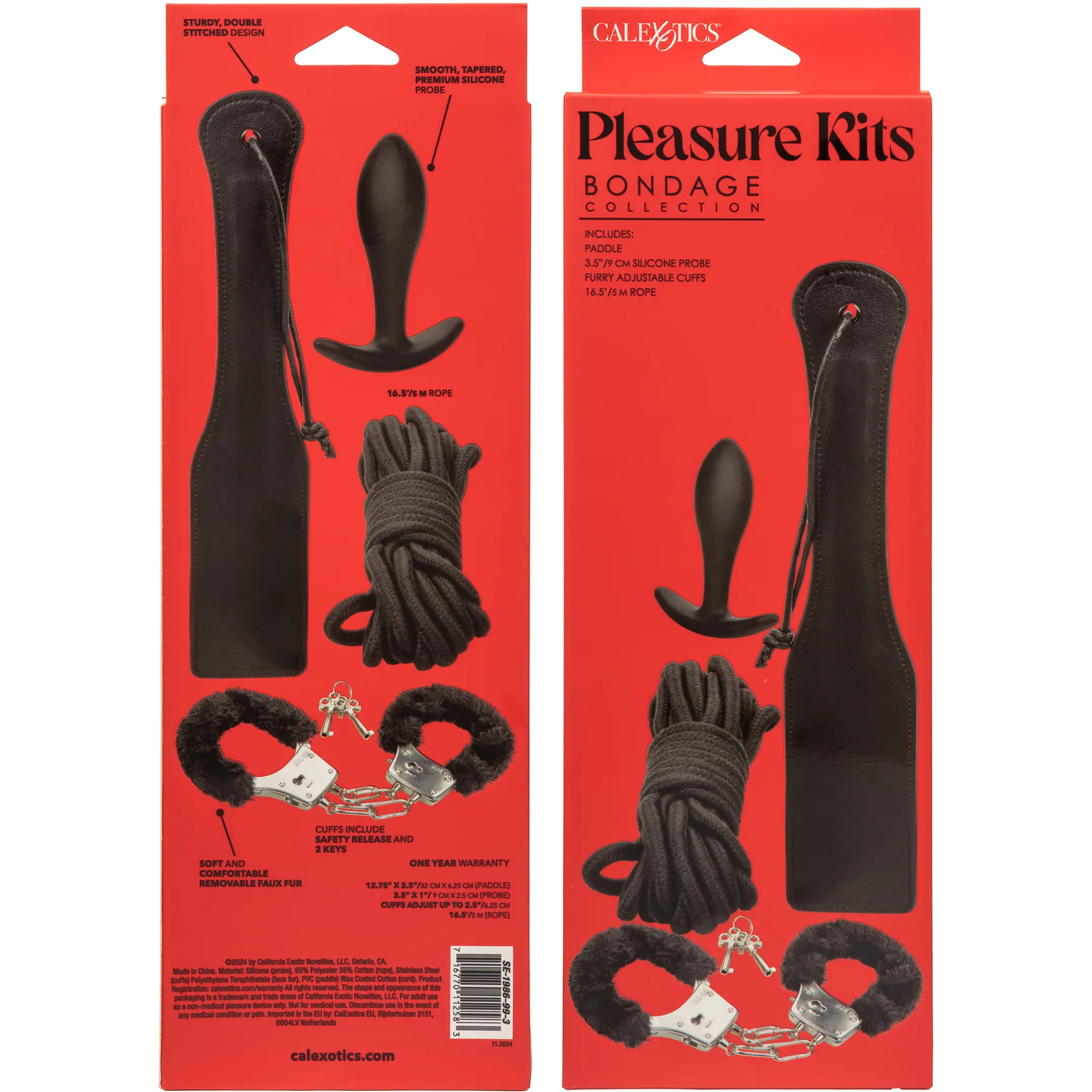 Pleasure Kits Bondage Collection With Paddle, Butt Plug, Cuffs & Rope By CalExotics - Image 3