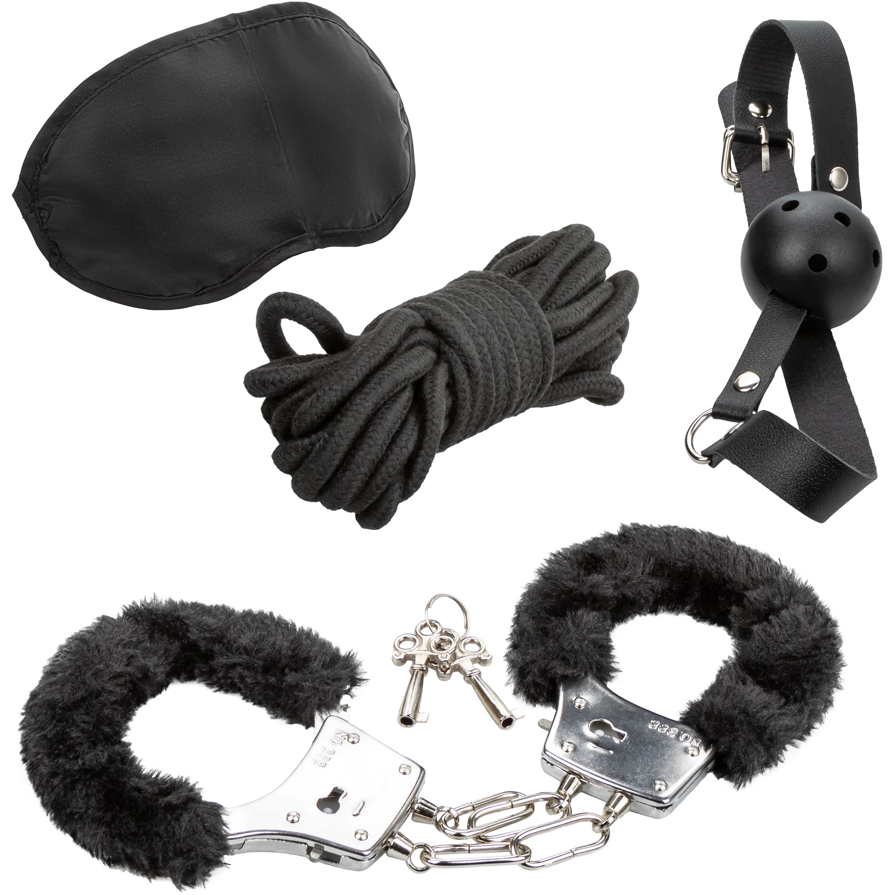 Pleasure Kits Explorer Collection With Ball Gag, Blindfold, Cuffs & Bondage Rope By CalExotics - Image 2