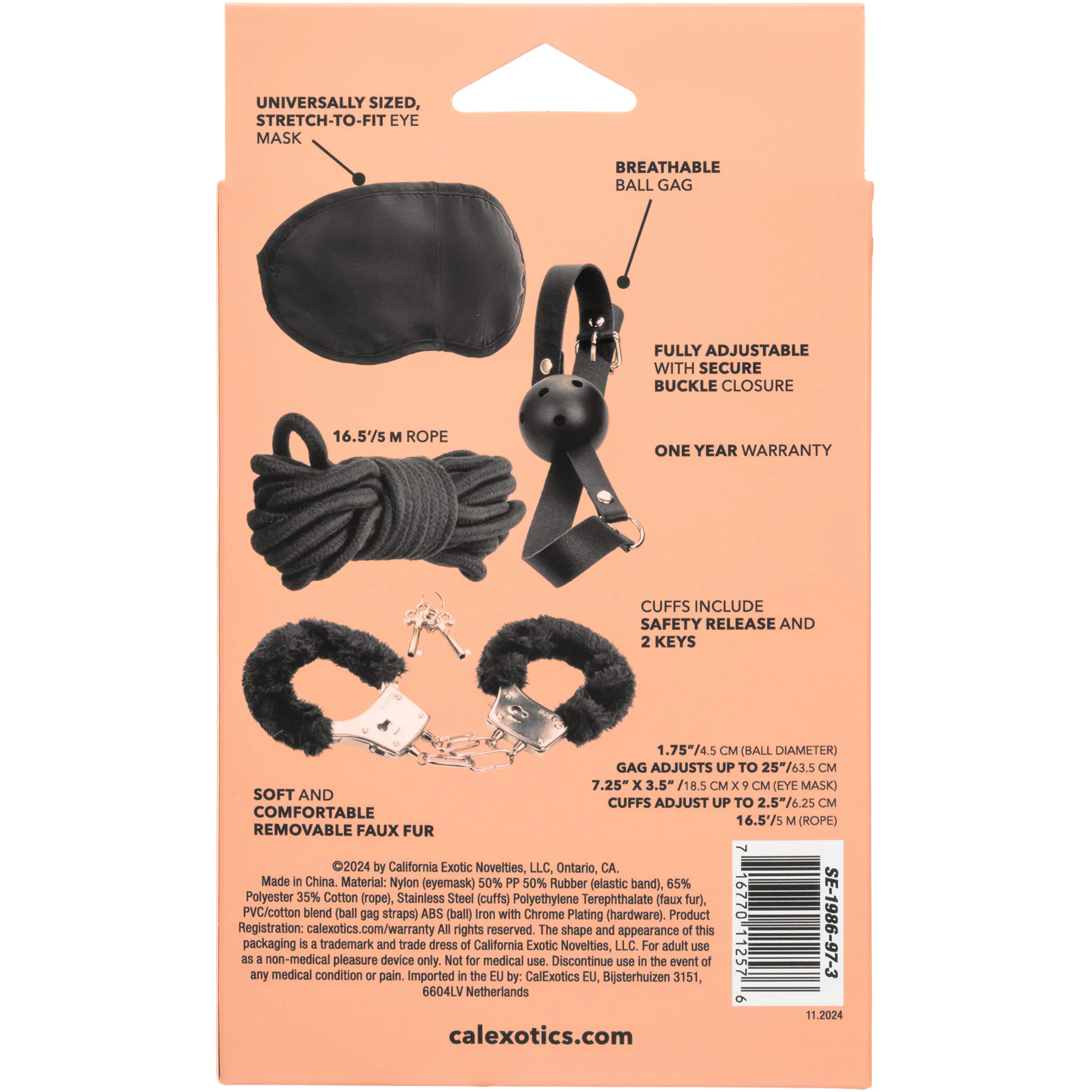 Pleasure Kits Explorer Collection With Ball Gag, Blindfold, Cuffs & Bondage Rope By CalExotics - Image 4