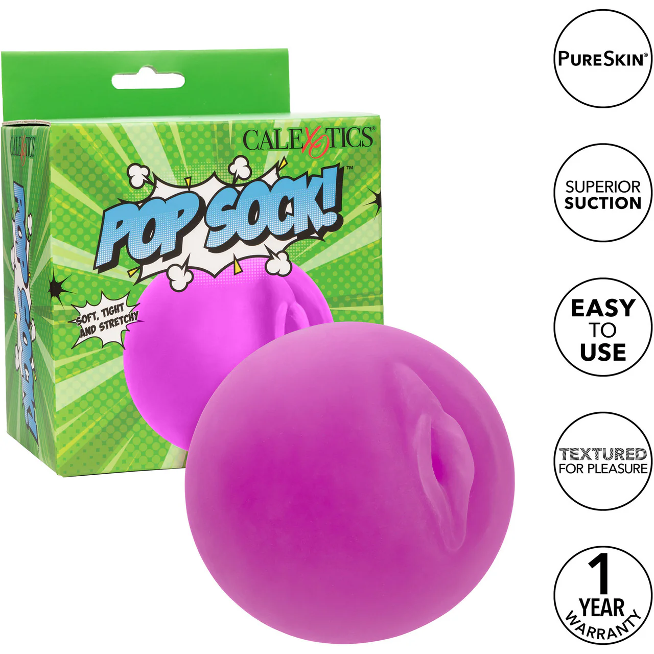 Pop Sock! Pussy Penis Stroker By CalExotics - Purple - Image 6