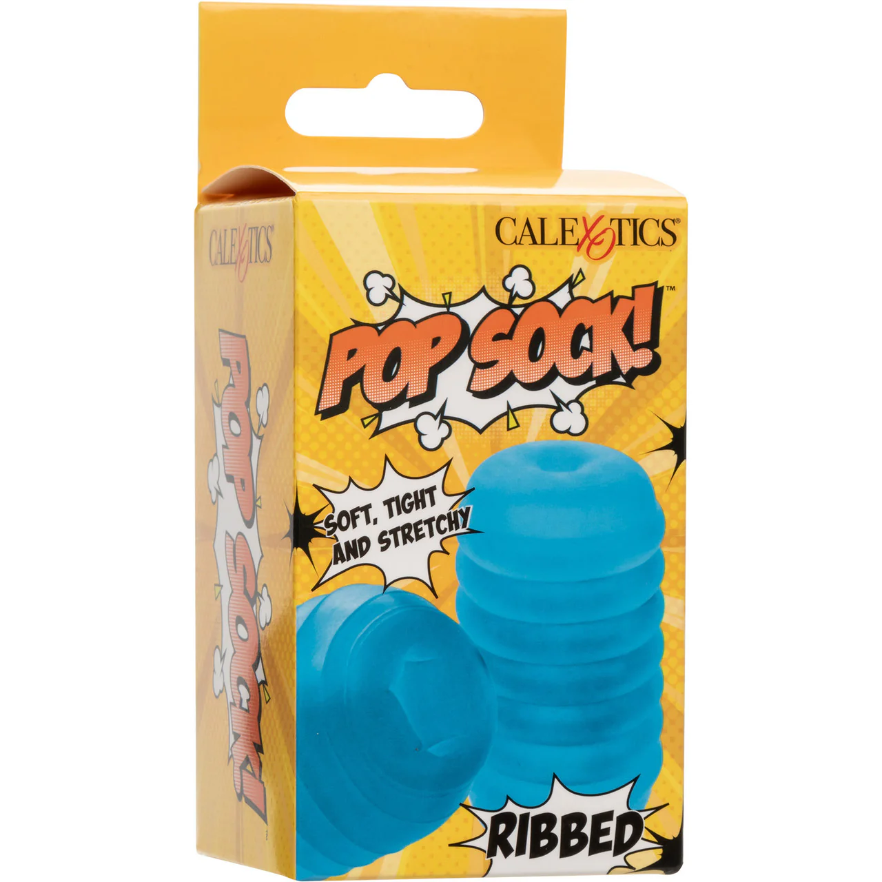 Pop Sock! Ribbed Reversible Open Ended Penis Stroker By CalExotics - Blue - Image 9