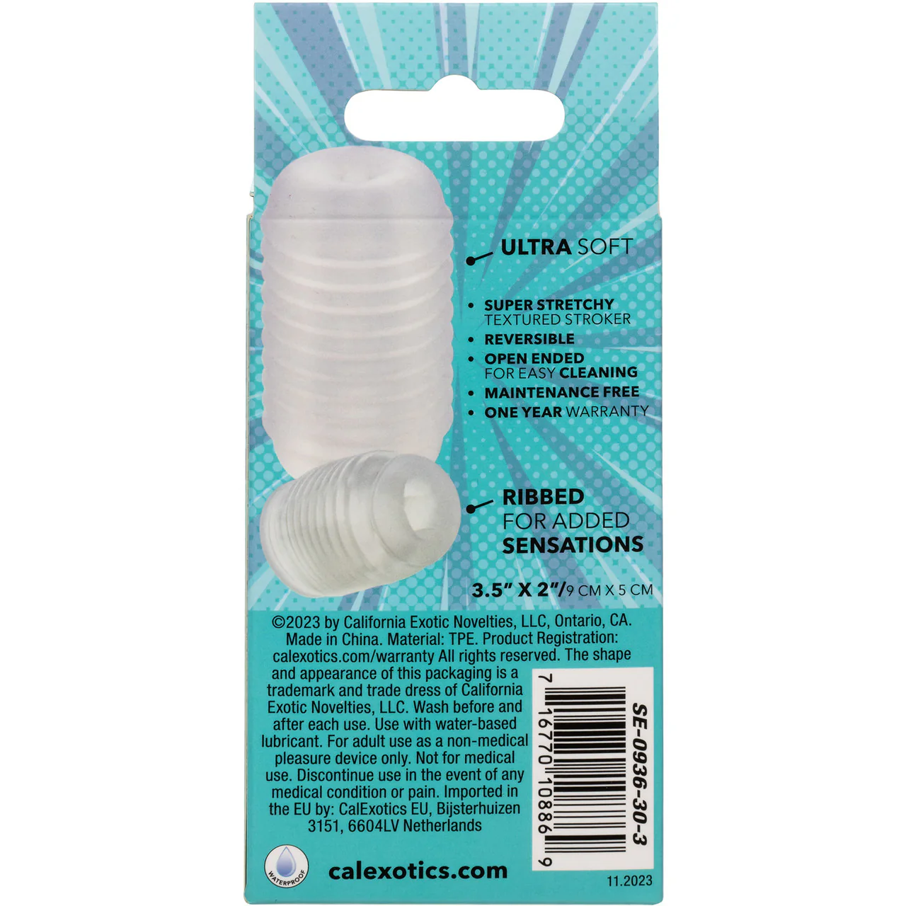Pop Sock! Ribbed Reversible Open Ended Penis Stroker By CalExotics - Clear - Image 10