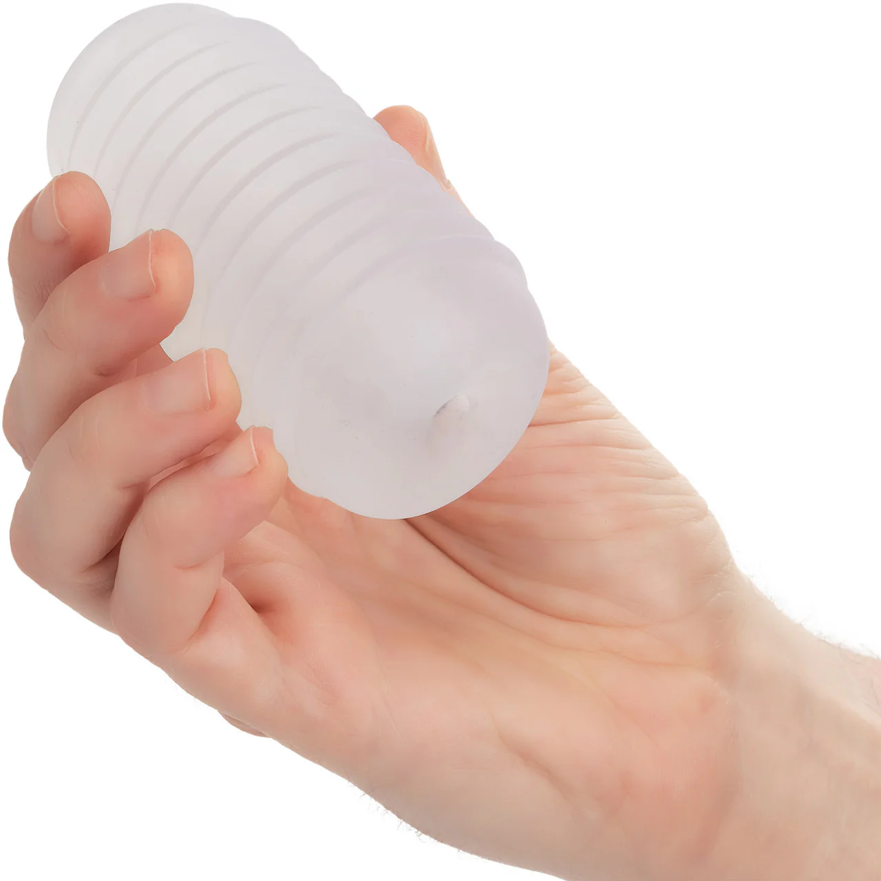 Pop Sock! Ribbed Reversible Open Ended Penis Stroker By CalExotics - Clear - Image 2