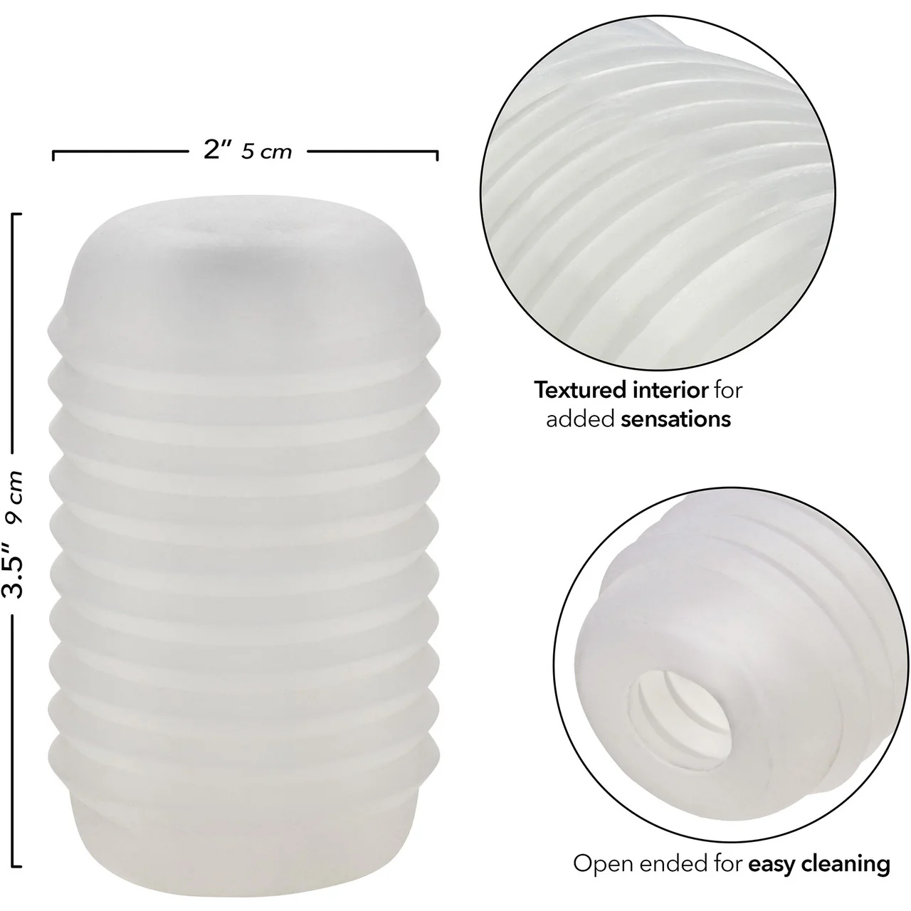 Pop Sock! Ribbed Reversible Open Ended Penis Stroker By CalExotics - Clear - Image 7