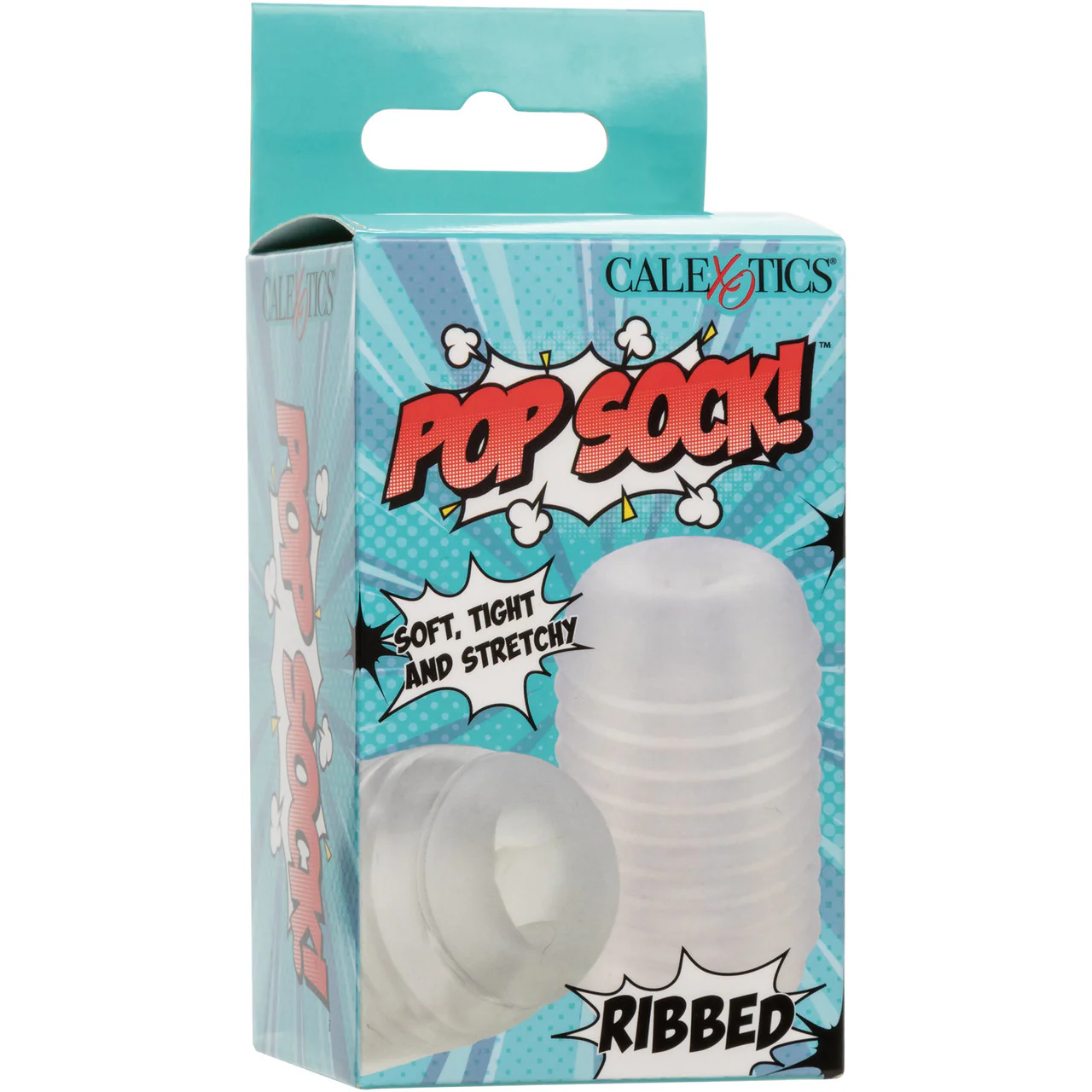 Pop Sock! Ribbed Reversible Open Ended Penis Stroker By CalExotics - Clear - Image 9