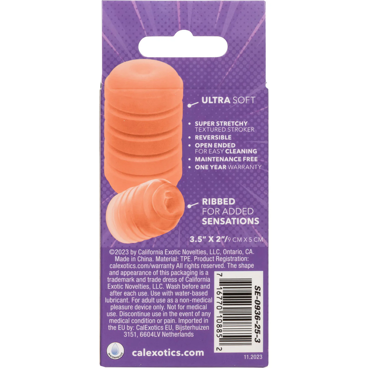 Pop Sock! Ribbed Reversible Open Ended Penis Stroker By CalExotics - Orange - Image 10