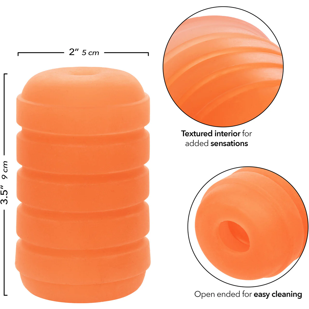 Pop Sock! Ribbed Reversible Open Ended Penis Stroker By CalExotics - Orange - Image 7