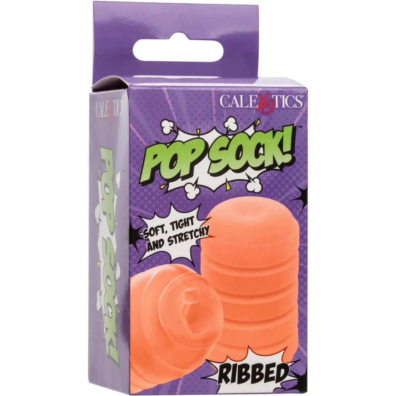 Pop Sock! Ribbed Reversible Open Ended Penis Stroker By CalExotics - Orange - Image 9