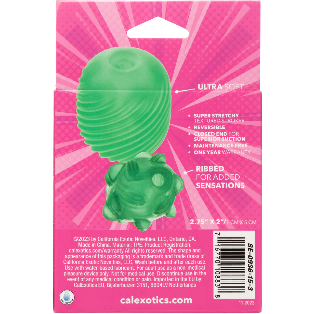 Pop Sock! Textured Reversible Penis Stroker By CalExotics - Green - Image 10