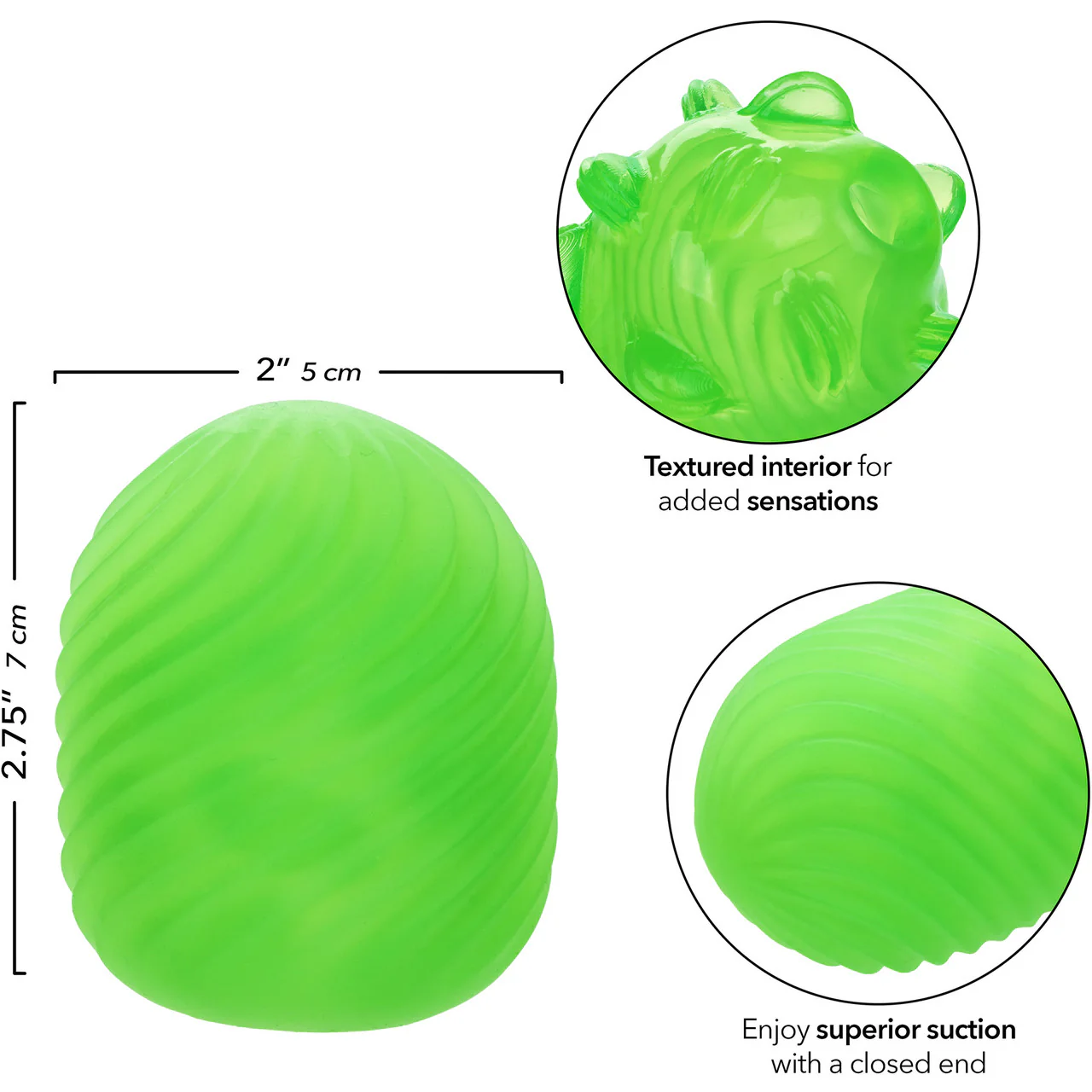 Pop Sock! Textured Reversible Penis Stroker By CalExotics - Green - Image 7
