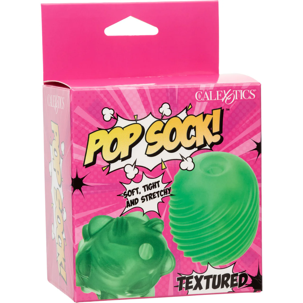 Pop Sock! Textured Reversible Penis Stroker By CalExotics - Green - Image 9