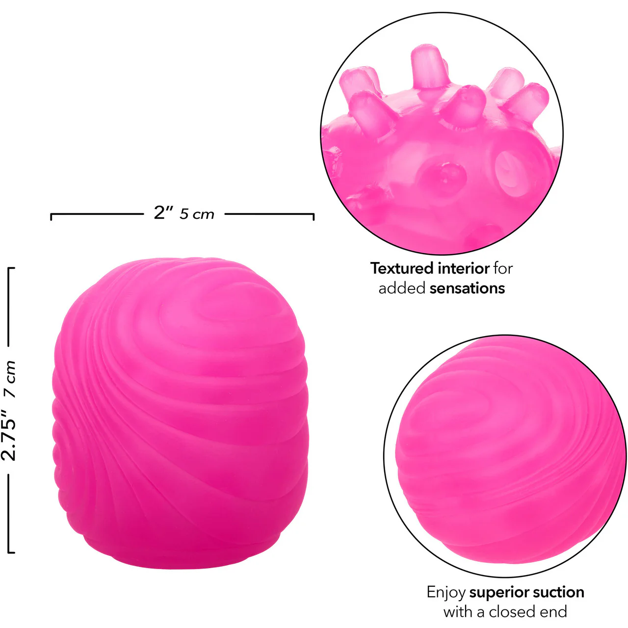 Pop Sock! Textured Reversible Penis Stroker By CalExotics - Pink - Image 7
