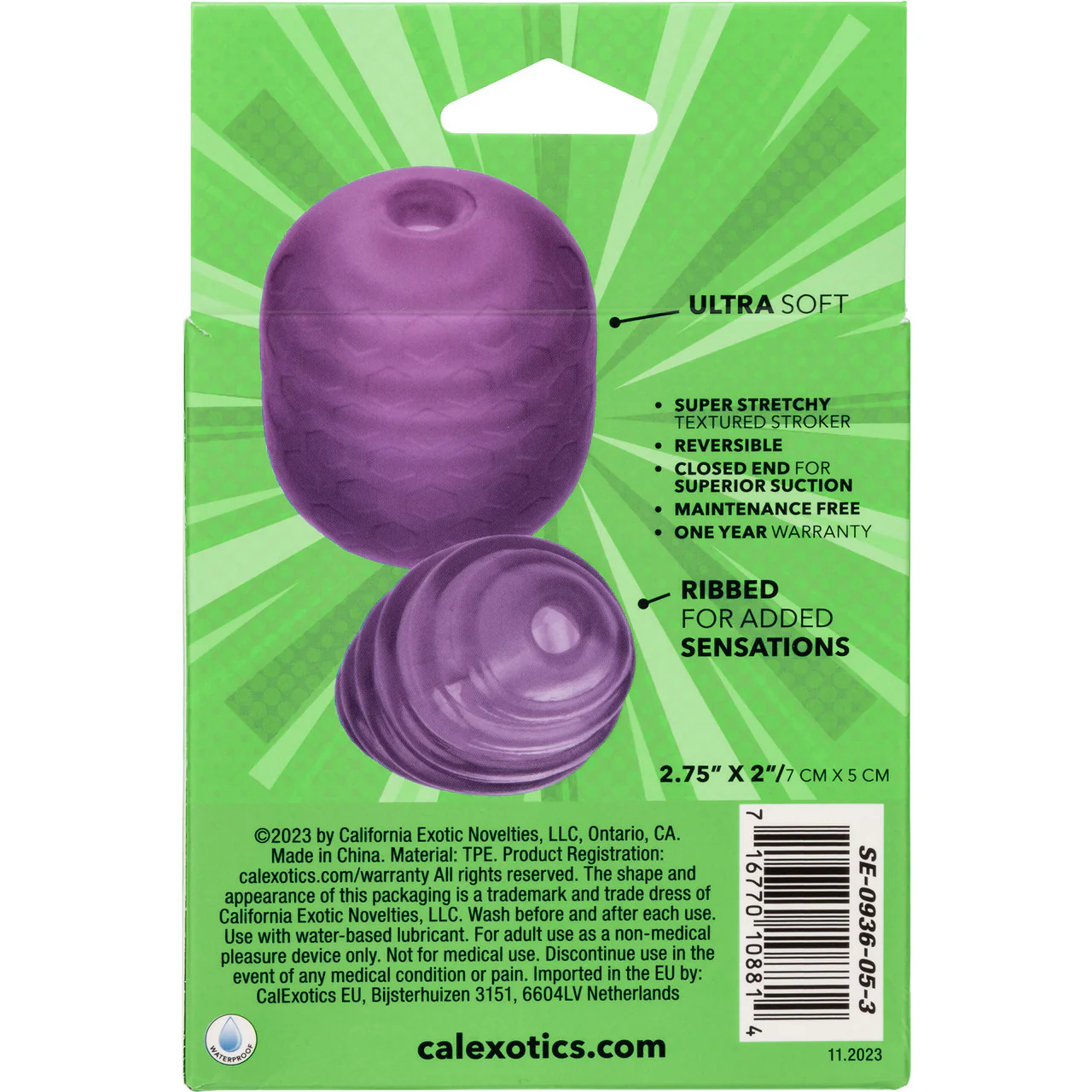 Pop Sock! Textured Reversible Penis Stroker By CalExotics - Purple - Image 10