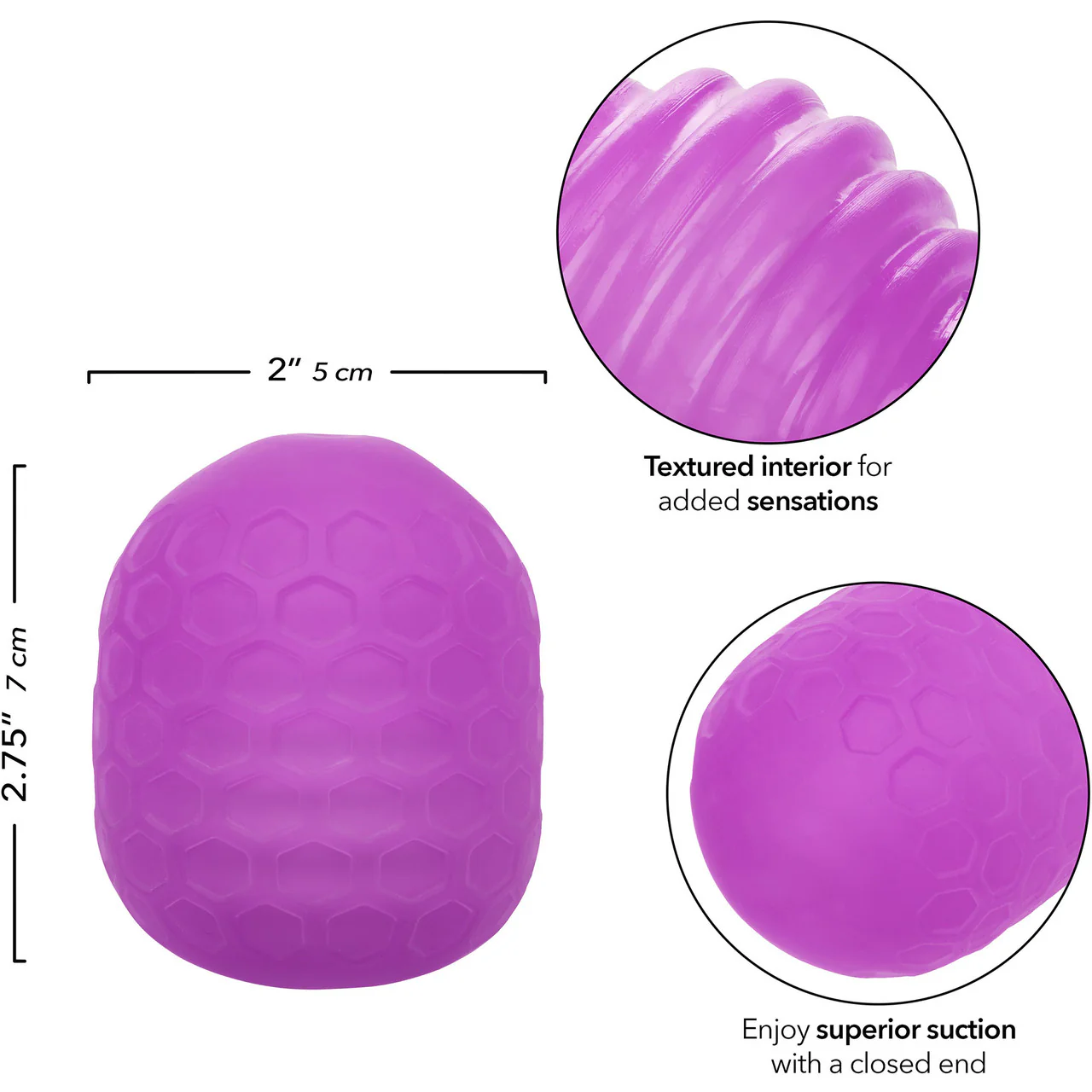 Pop Sock! Textured Reversible Penis Stroker By CalExotics - Purple - Image 7