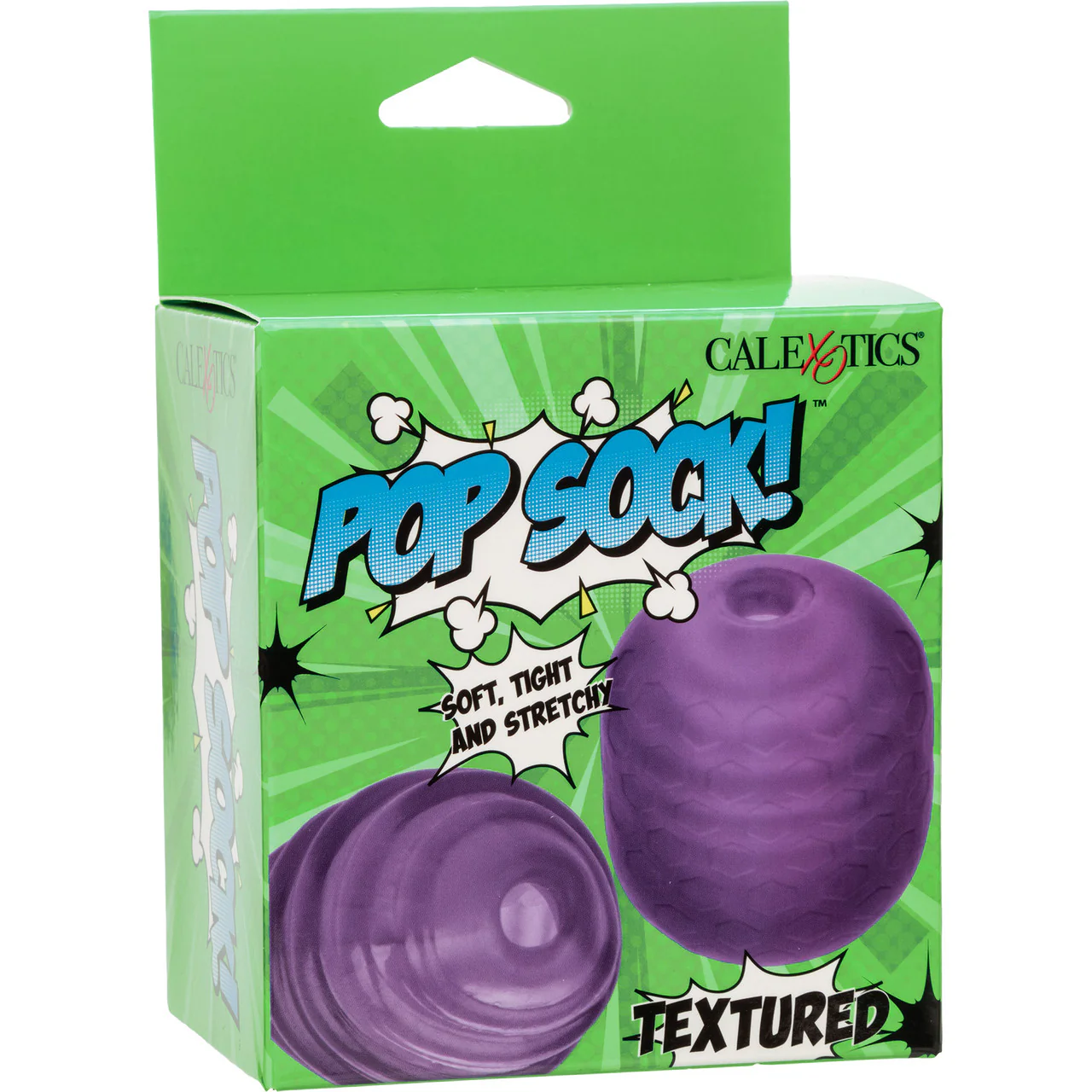 Pop Sock! Textured Reversible Penis Stroker By CalExotics - Purple - Image 9