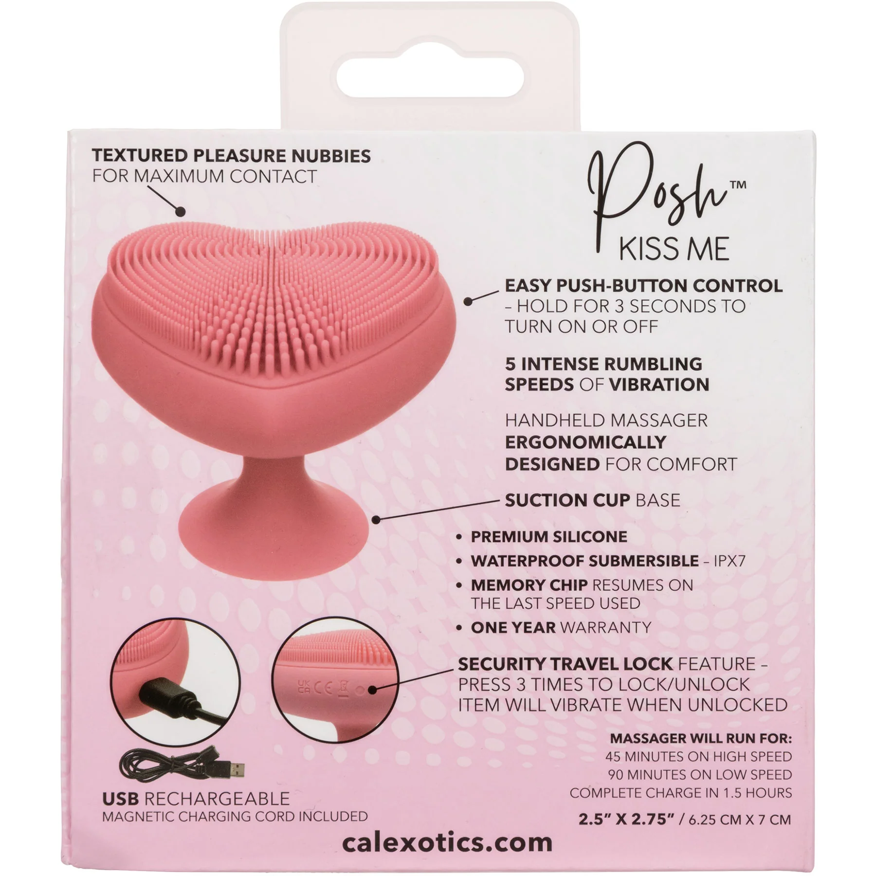 Posh™ Kiss Me Rechargeable Silicone Vibrator With Suction Base By CalExotics - Image 7