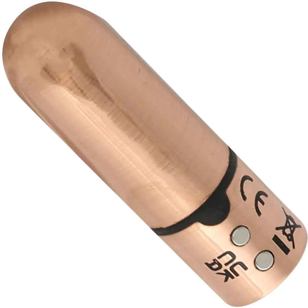 PowerBullet First Class Mini Bullet Vibrator With Crystal Button & Key Chain Pouch - Rose Gold - Image 2