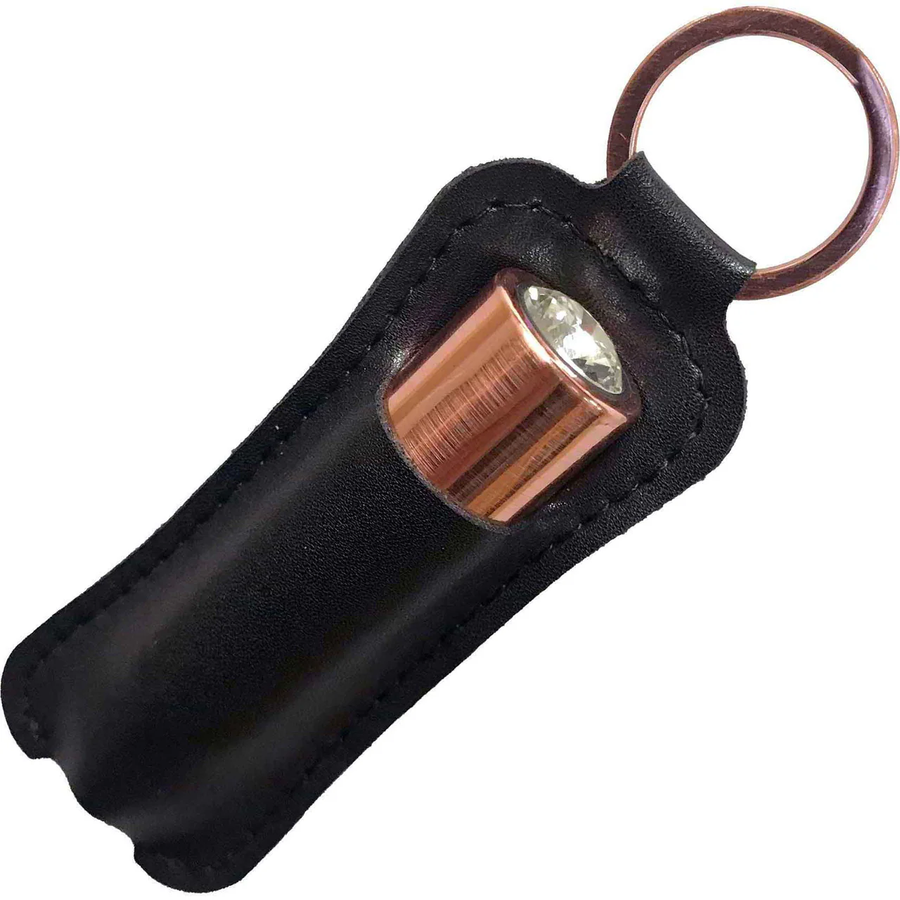 PowerBullet First Class Mini Bullet Vibrator With Crystal Button & Key Chain Pouch - Rose Gold - Image 3