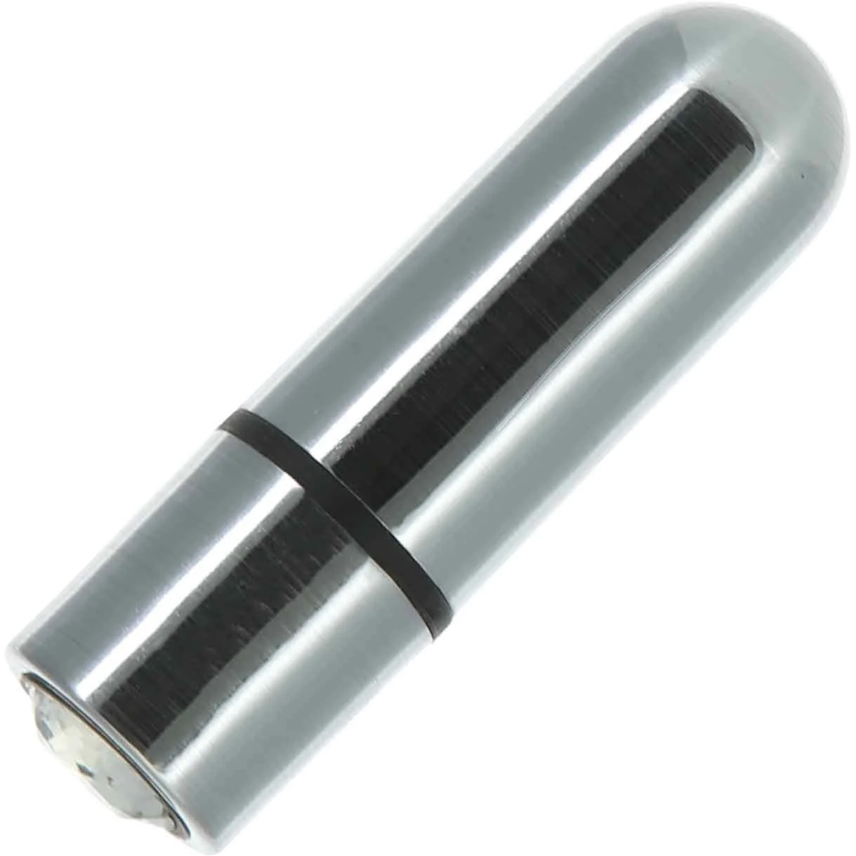 PowerBullet First Class Mini Bullet Vibrator With Crystal Button & Key Chain Pouch - Silver