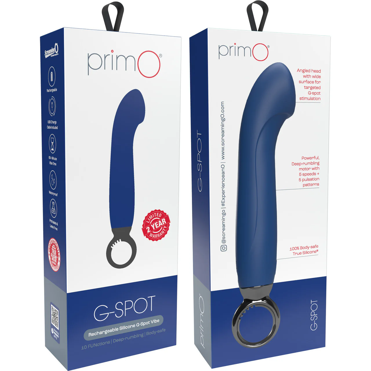 PrimO G-Spot Rechargeable Silicone Vibrator By Screaming O - Blueberry - Image 4