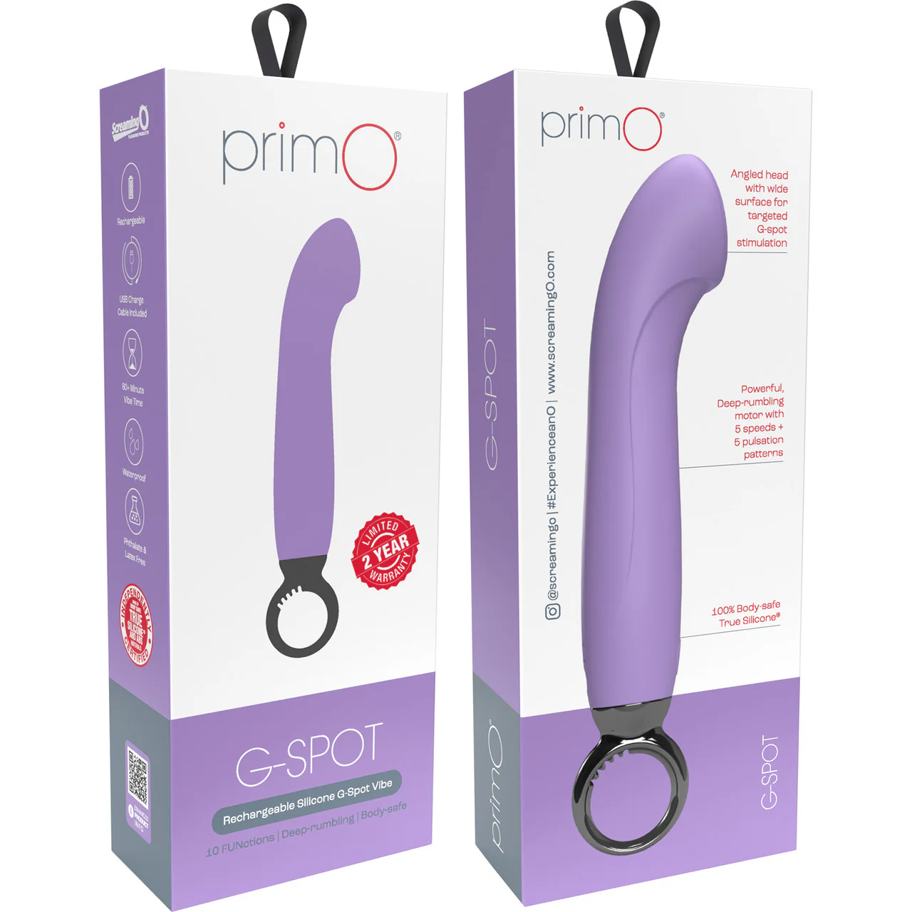 PrimO G-Spot Rechargeable Silicone Vibrator By Screaming O - Lilac - Image 4