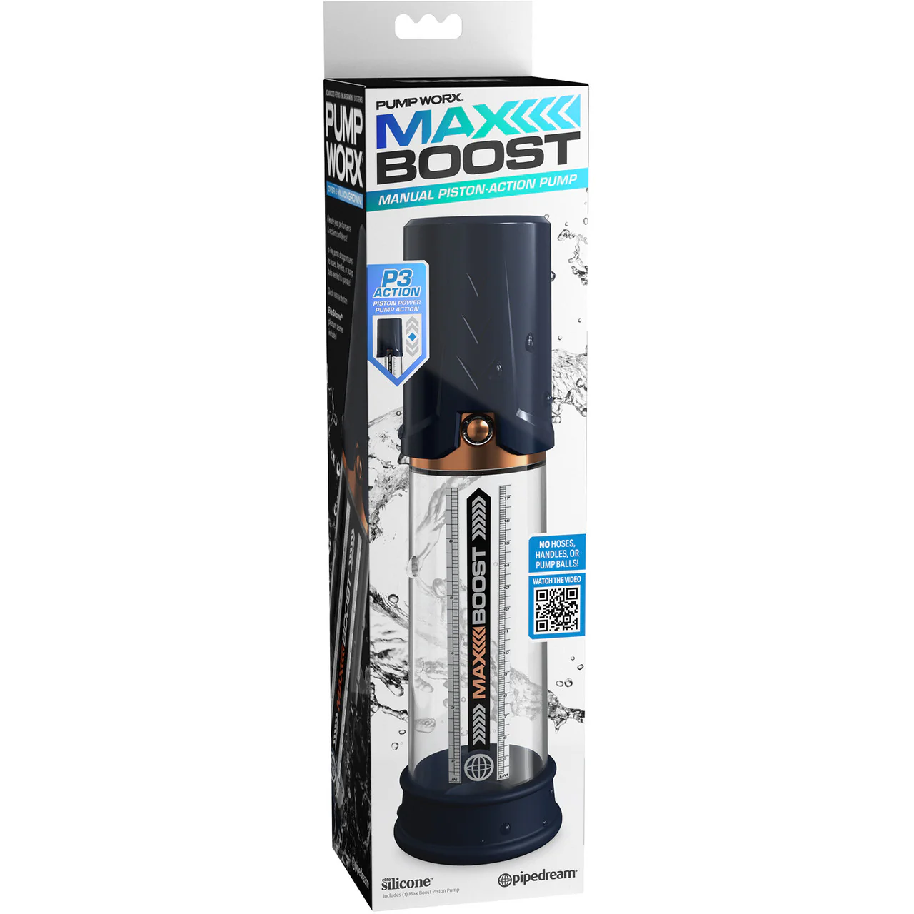 Pump Worx Max Boost Penis Pump By Pipedream - Blue & Clear - Image 6