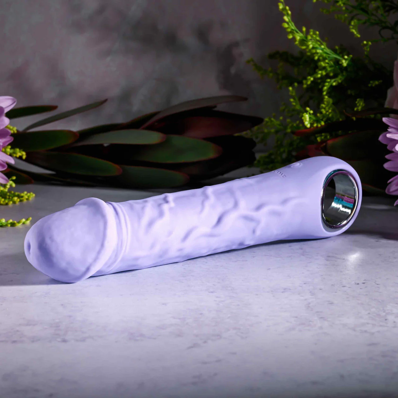 Purple Fantasy Rechargeable Waterproof Silicone Vibrating Dildo With Ring Handle By Evolved Novelties - Image 11