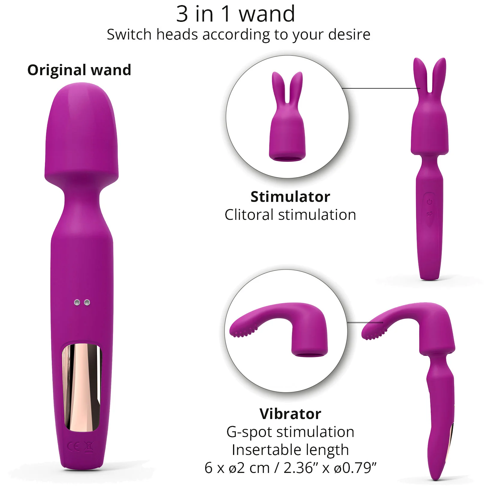 R-evolution Rechargeable Silicone Vibrating Wand With Two Attachments By Love To Love - Image 6