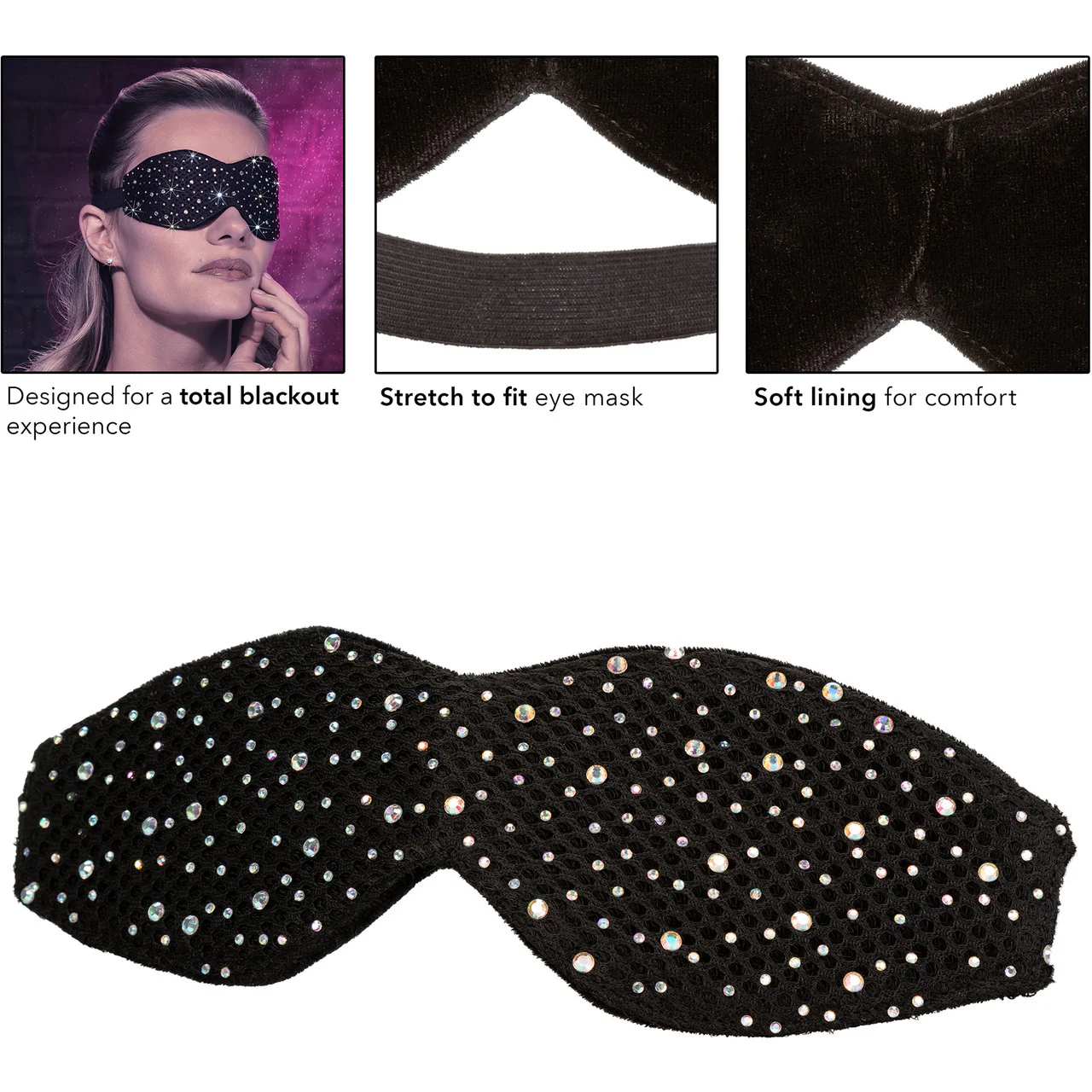 Radiance Blackout Eye Mask by CalExotics - Black - Image 8