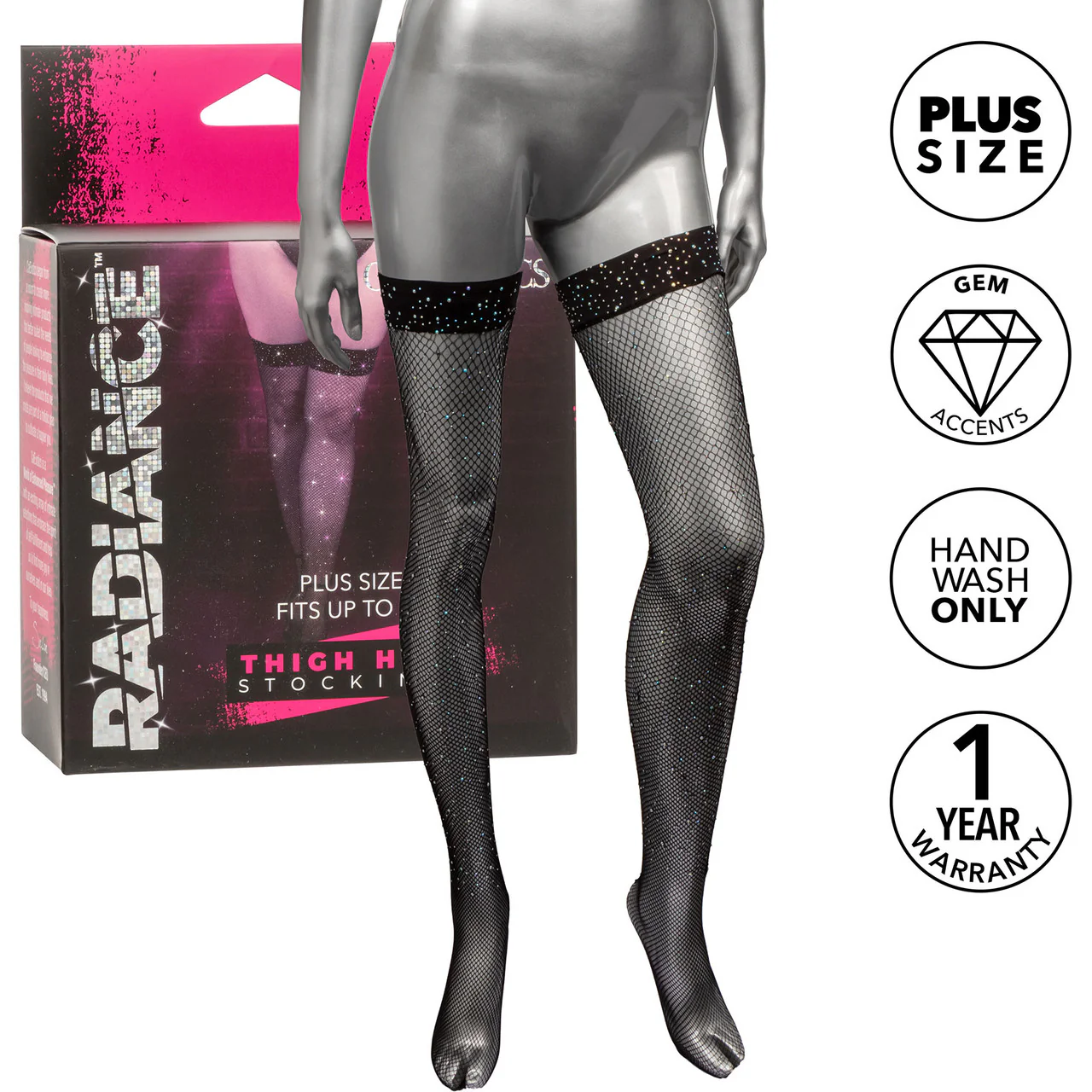 Radiance Plus Size Thigh High Stockings By CalExotics - Image 3