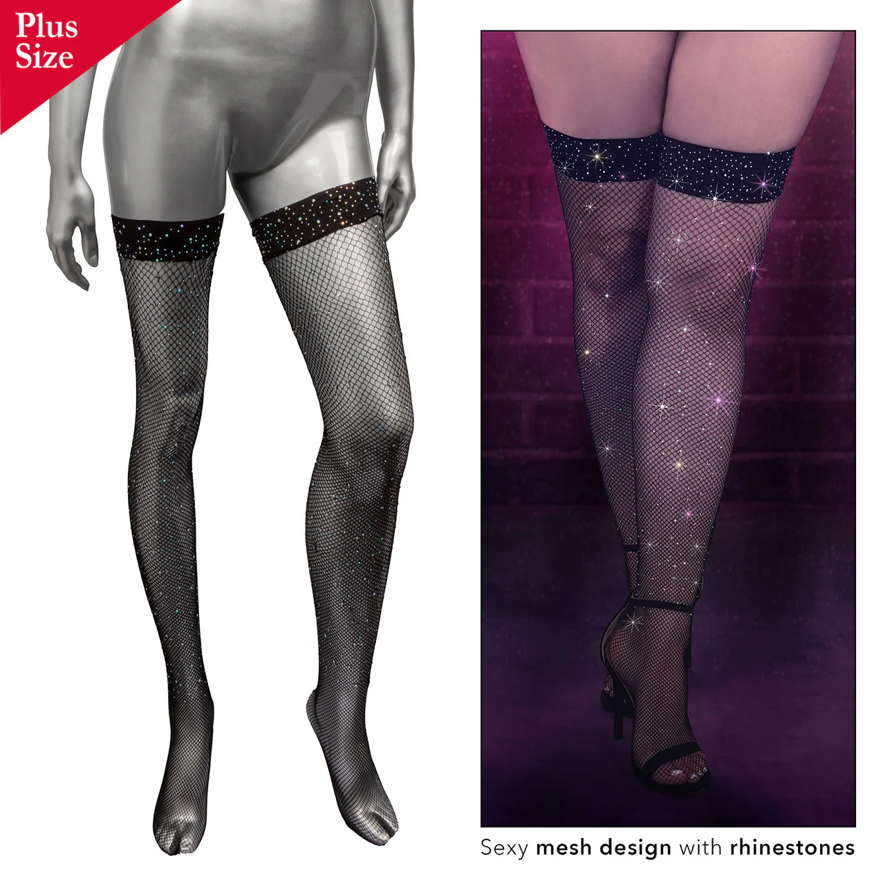 Radiance Plus Size Thigh High Stockings By CalExotics - Image 4