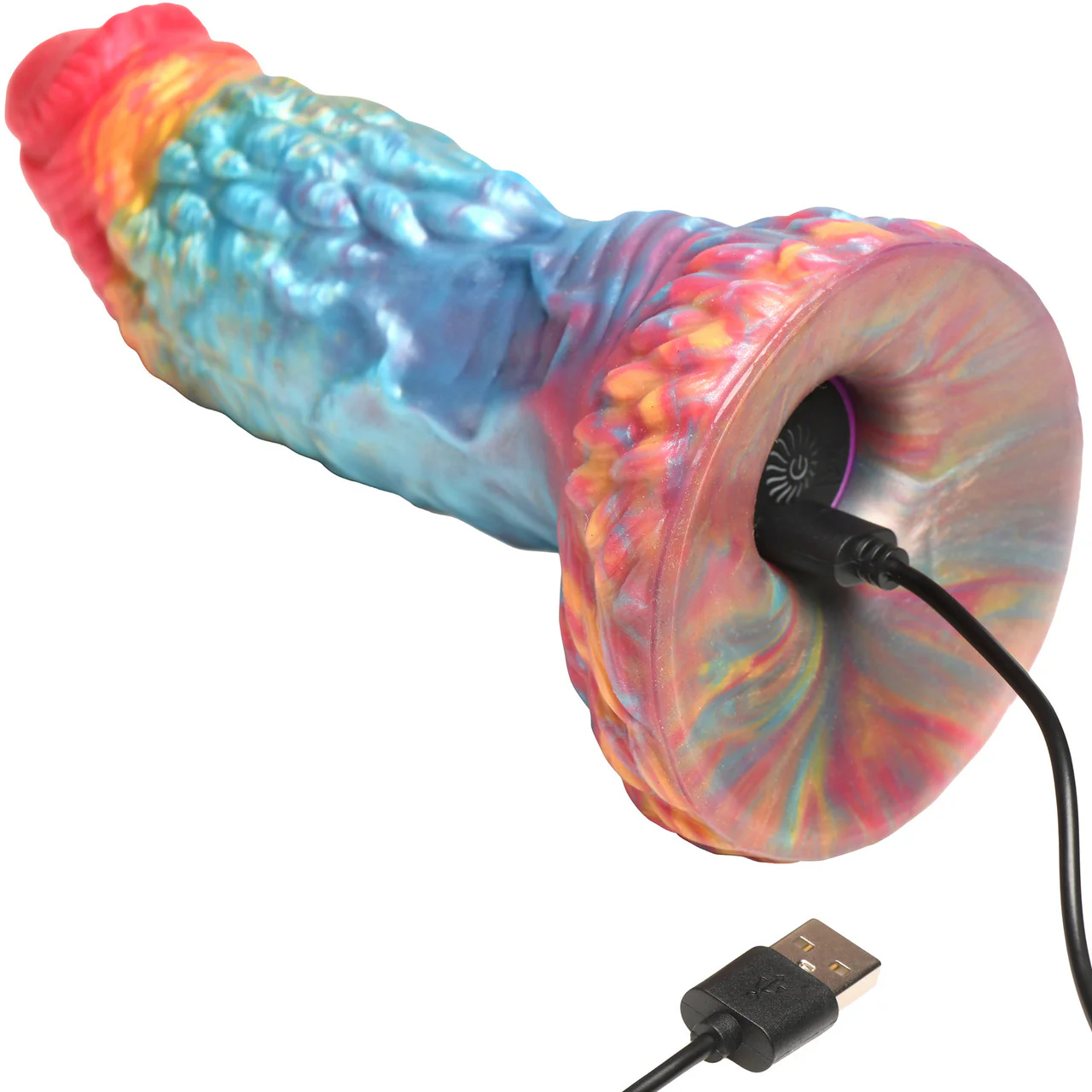 Rainbow Phoenix 6.75" Rechargeable Vibrating Silicone Suction Cup Dildo With Remote By Creature Cocks - Image 10