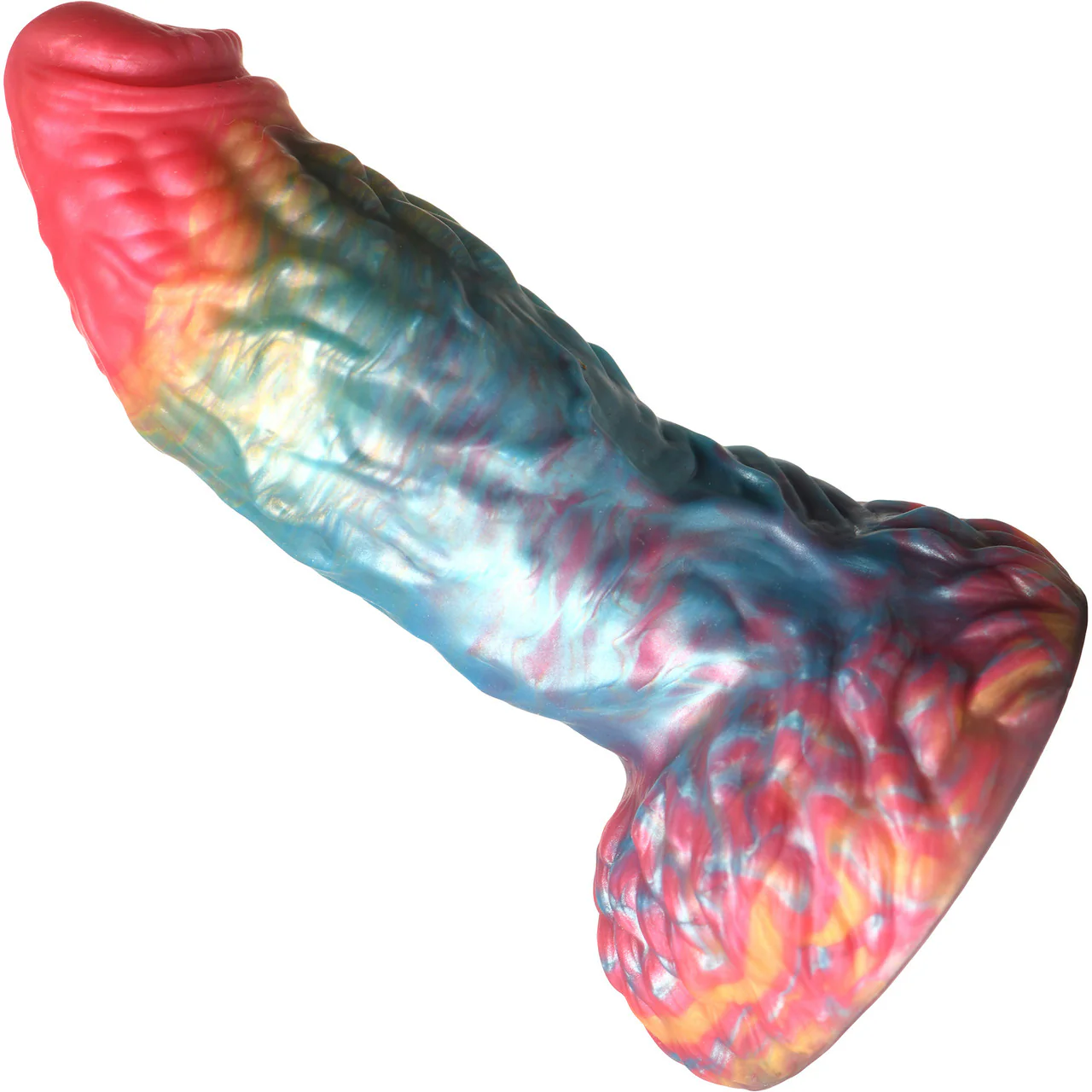 Rainbow Phoenix 6.75" Rechargeable Vibrating Silicone Suction Cup Dildo With Remote By Creature Cocks - Image 2