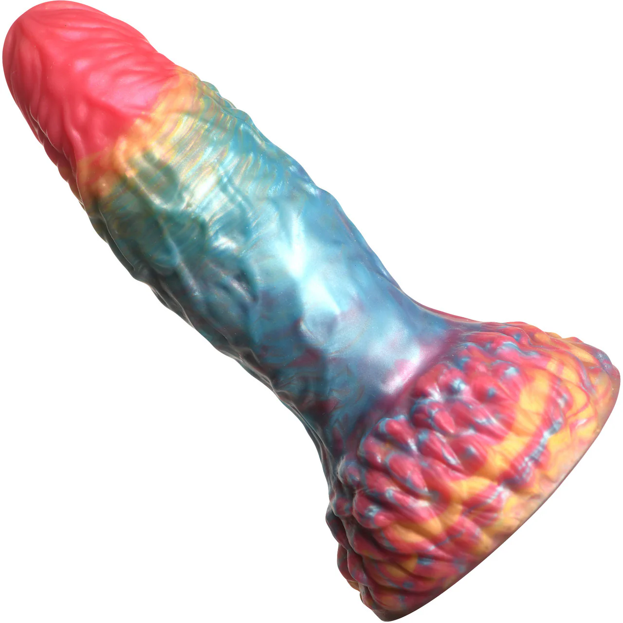 Rainbow Phoenix 6.75" Rechargeable Vibrating Silicone Suction Cup Dildo With Remote By Creature Cocks - Image 4