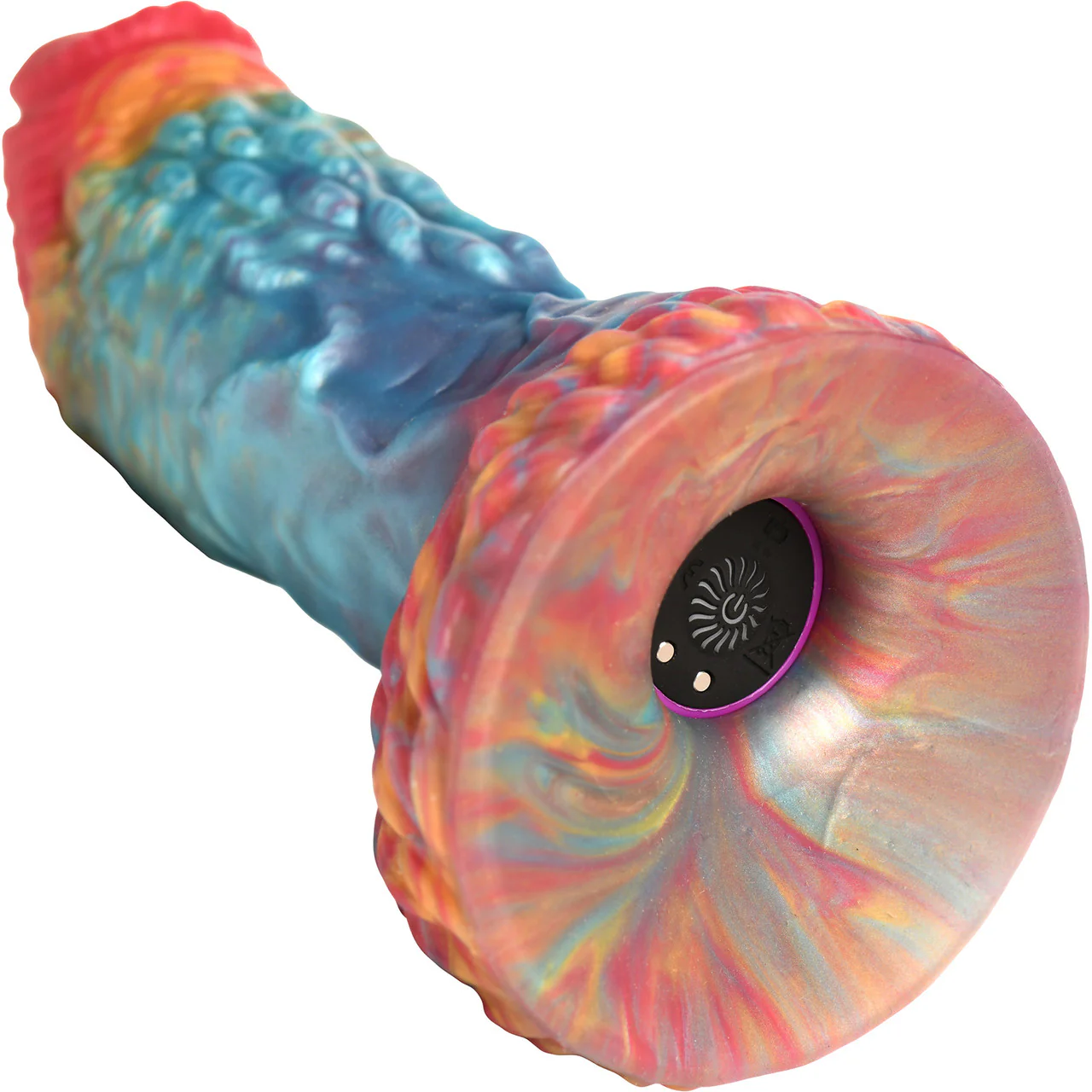 Rainbow Phoenix 6.75" Rechargeable Vibrating Silicone Suction Cup Dildo With Remote By Creature Cocks - Image 6