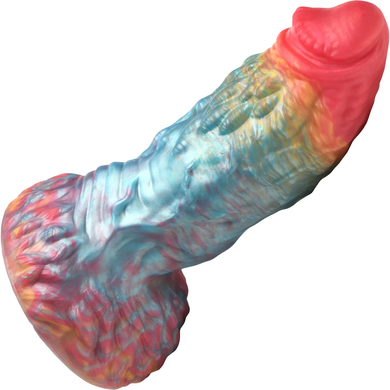 Rainbow Phoenix 6.75" Rechargeable Vibrating Silicone Suction Cup Dildo With Remote By Creature Cocks - Image 7