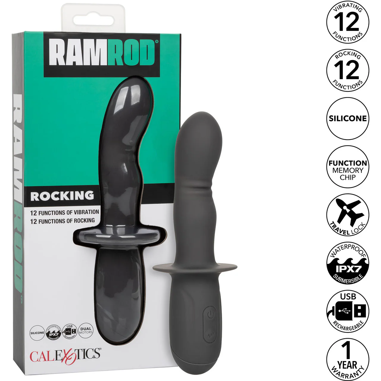 Ramrod Rocking Rechargeable Waterproof Silicone Vibrating Anal Probe By CalExotics - Image 10